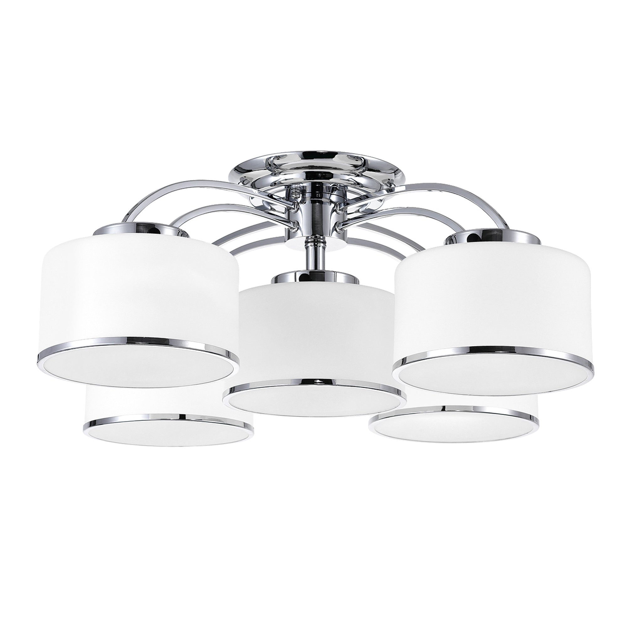 Frosted 5 Light 30in Chrome Drum Shade Flush Mount