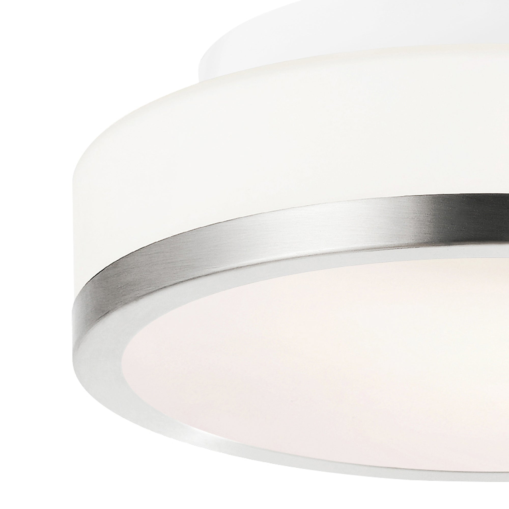 Frosted 1 Light 8in Satin Nickel Drum Shade Flush Mount