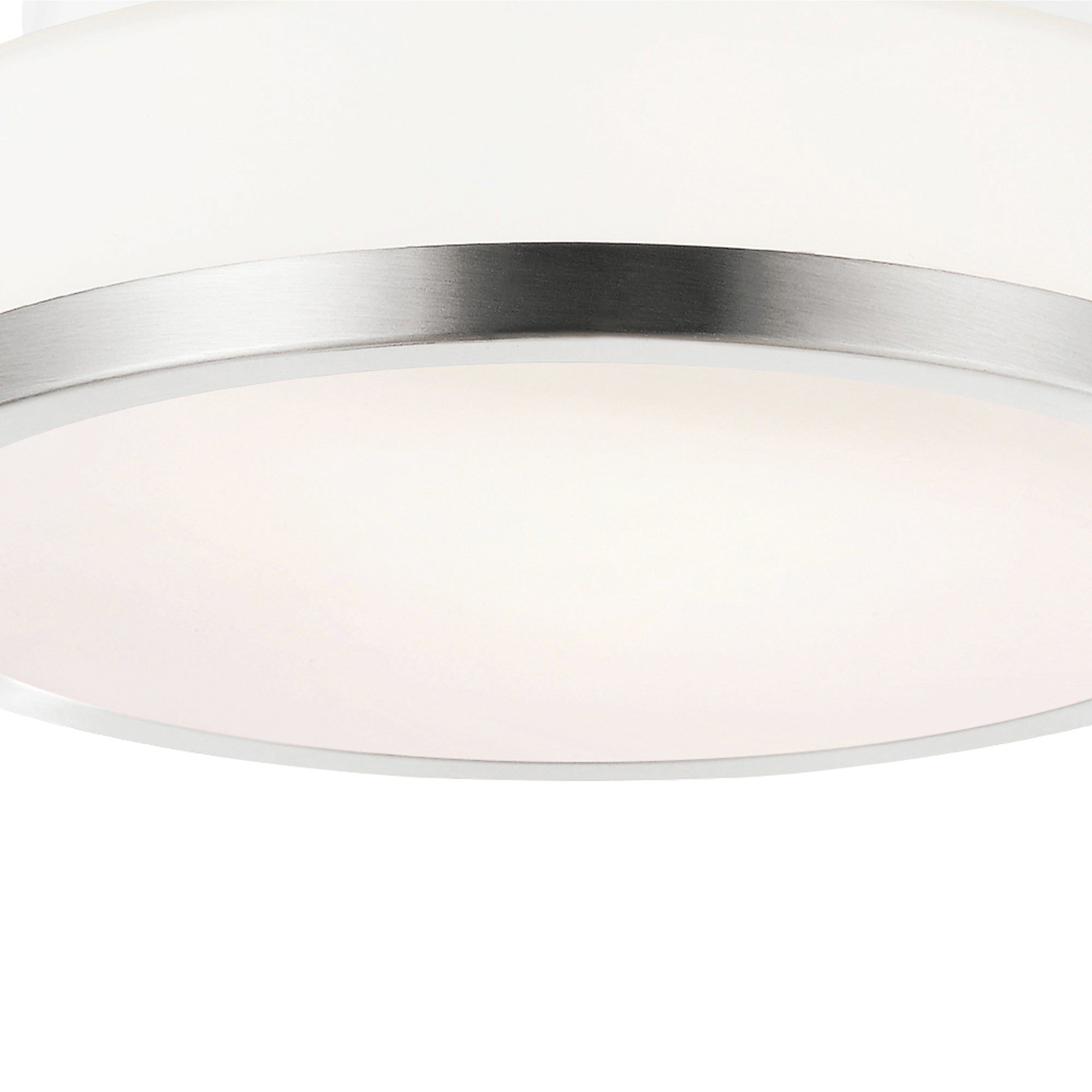 Frosted 1 Light 8in Satin Nickel Drum Shade Flush Mount