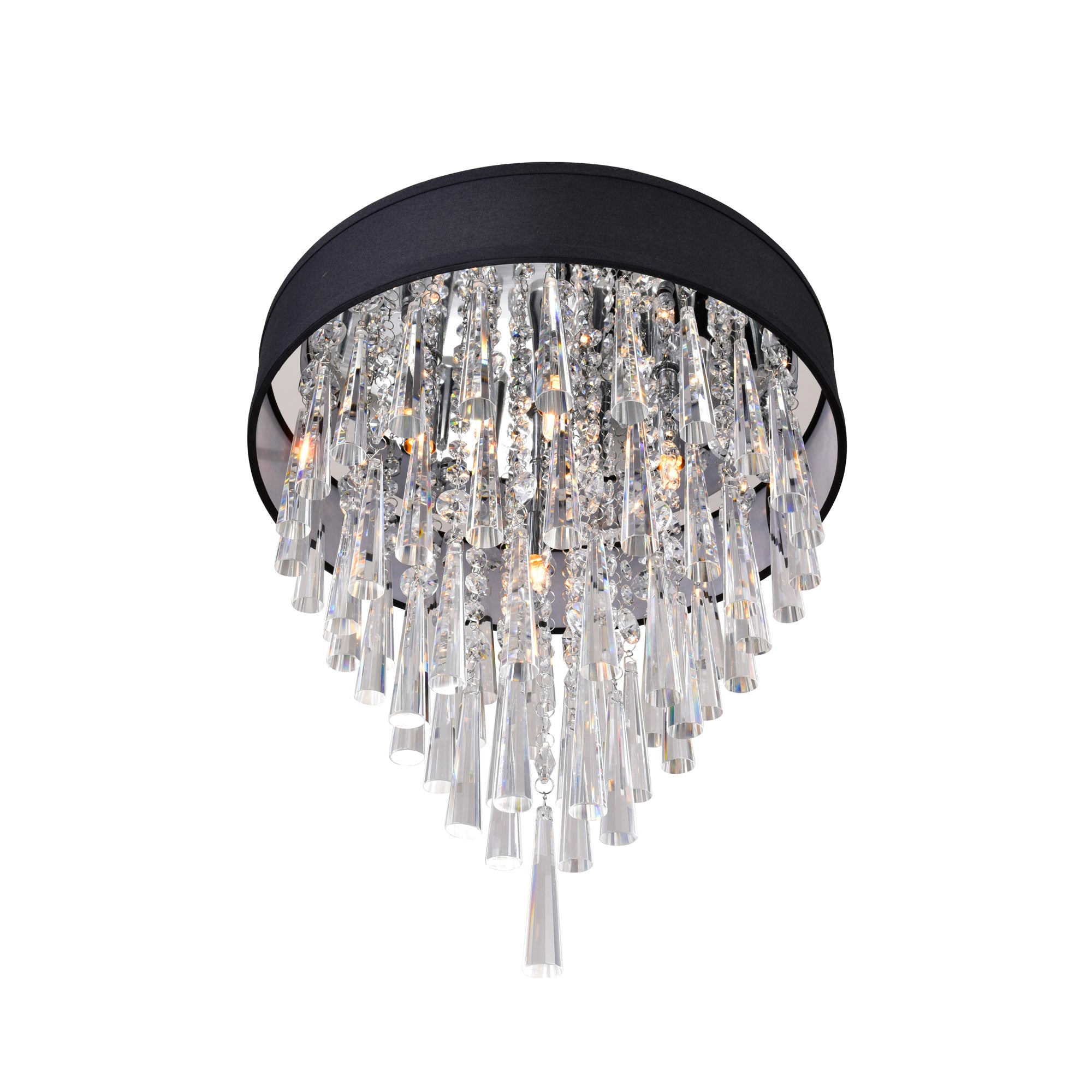 Franca 4 Light 16in Chrome Flush Mount with Black Shade