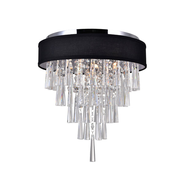 Franca 4 Light 16in Chrome Flush Mount with Black Shade