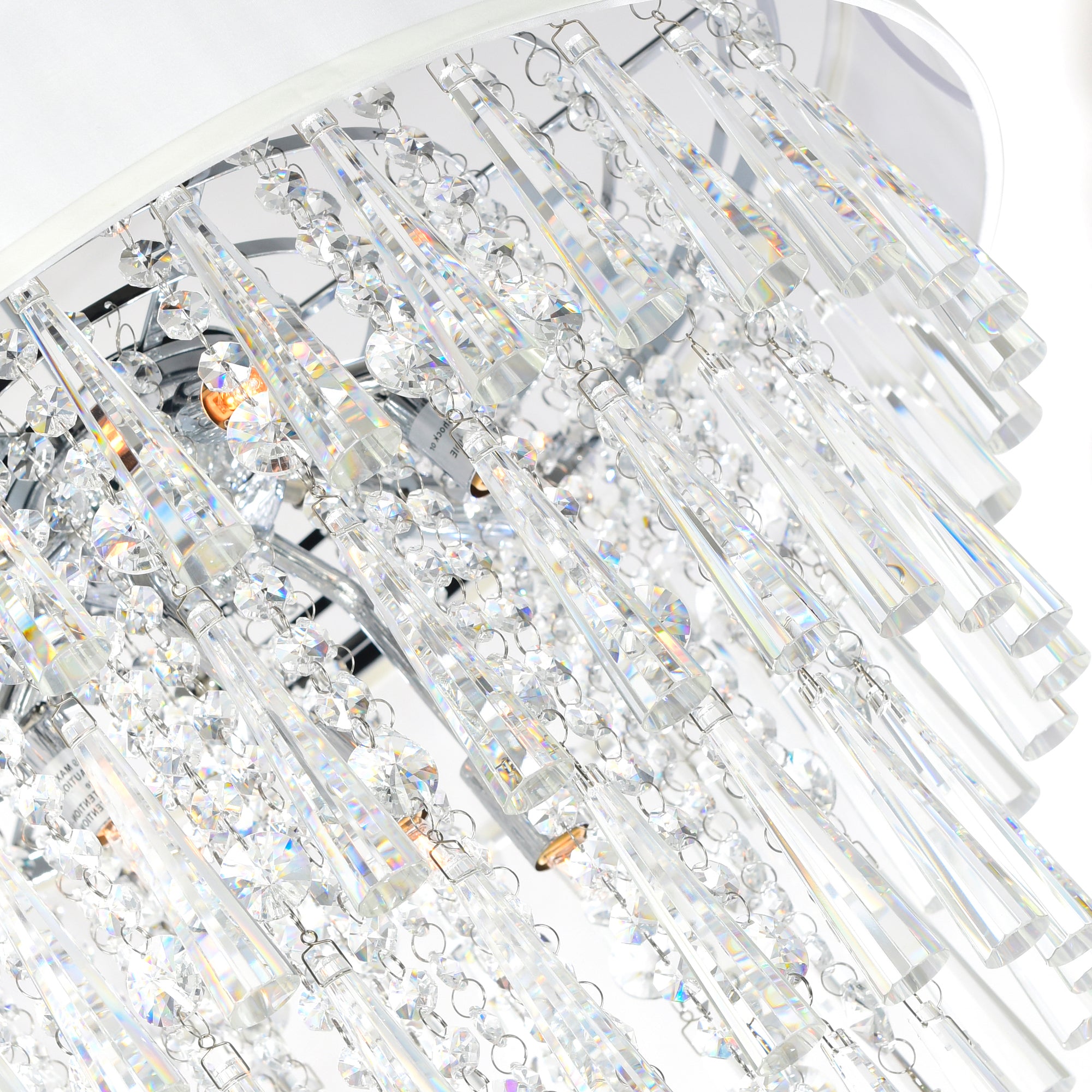 Franca 8 Light 22in Chrome Flush Mount with Off White Shade