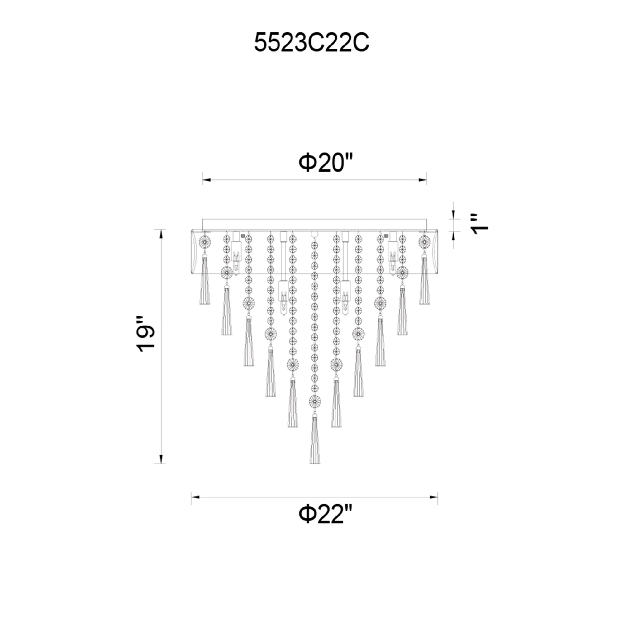 Franca 8 Light 22in Chrome Flush Mount with Off White Shade