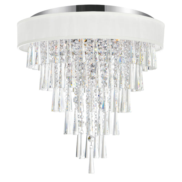 Franca 8 Light 22in Chrome Flush Mount with Off White Shade