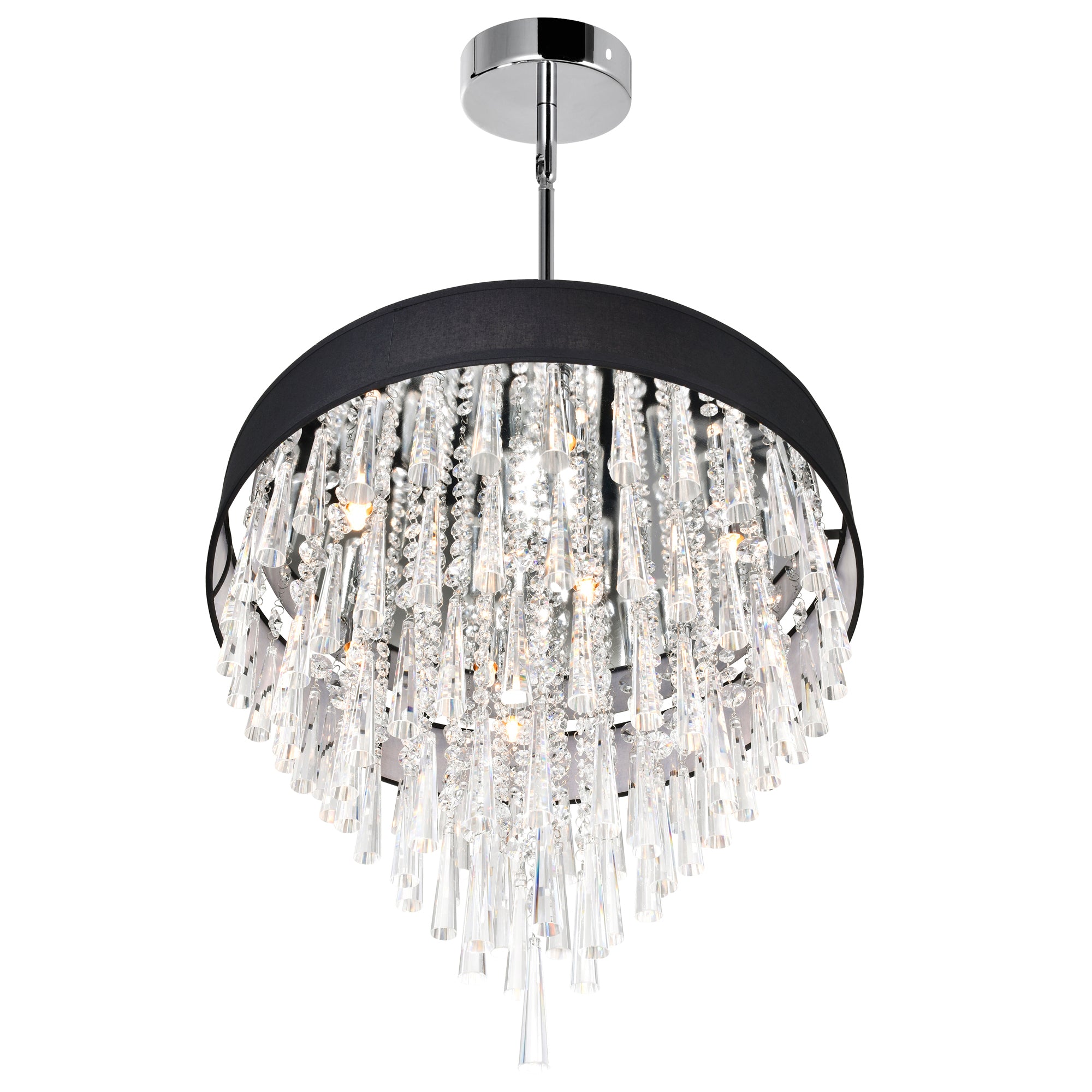 Franca 8 Light 22in Chrome Chandelier with Black Shade