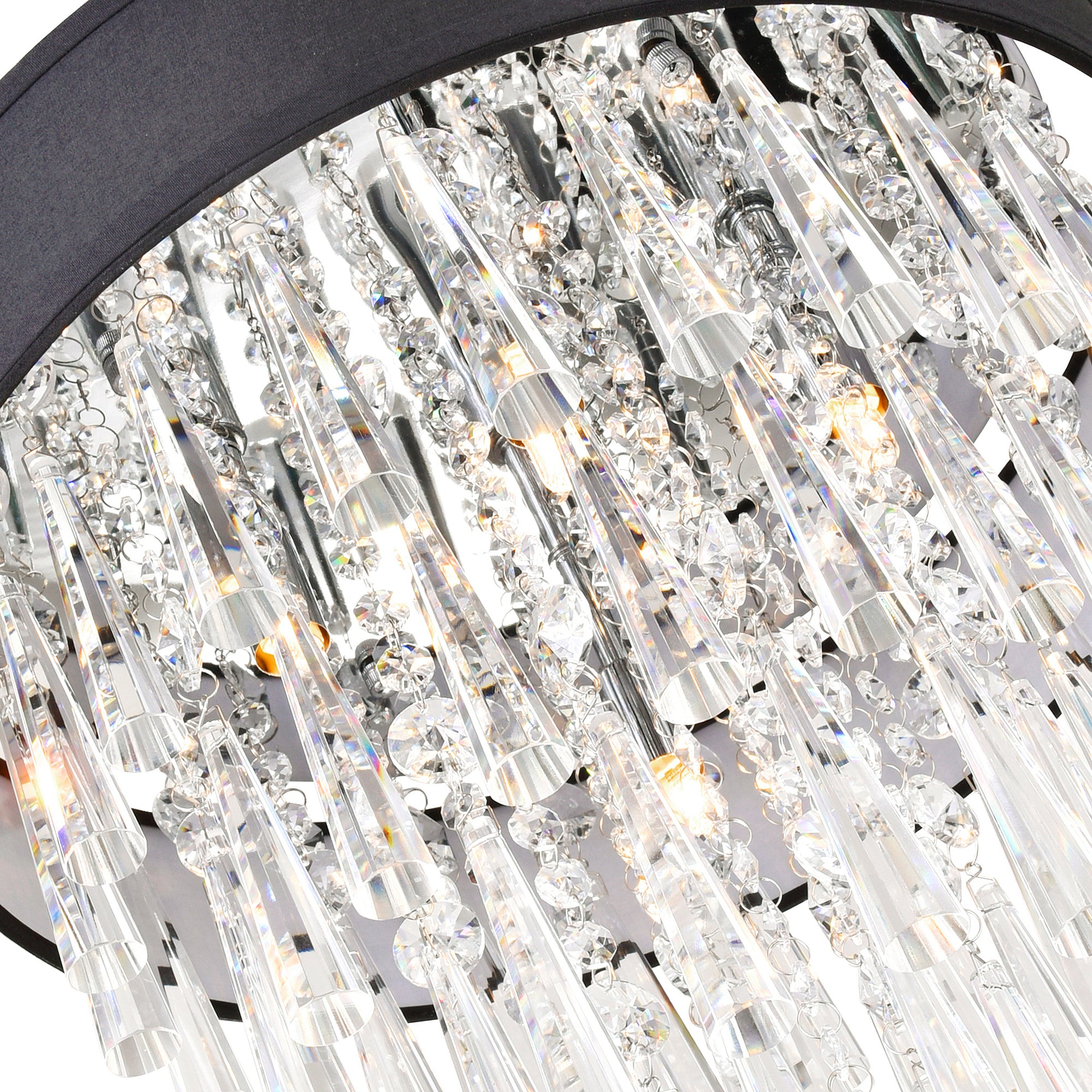 Franca 8 Light 22in Chrome Chandelier with Black Shade