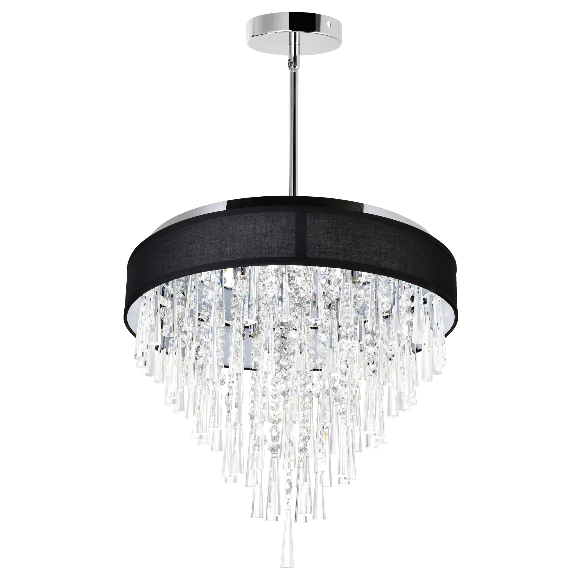 Franca 8 Light 22in Chrome Chandelier with Black Shade
