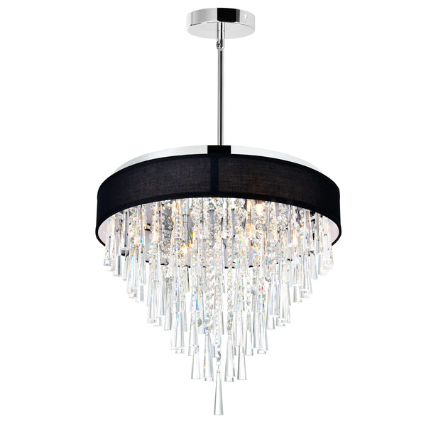 Franca 8 Light 22in Chrome Chandelier with Black Shade