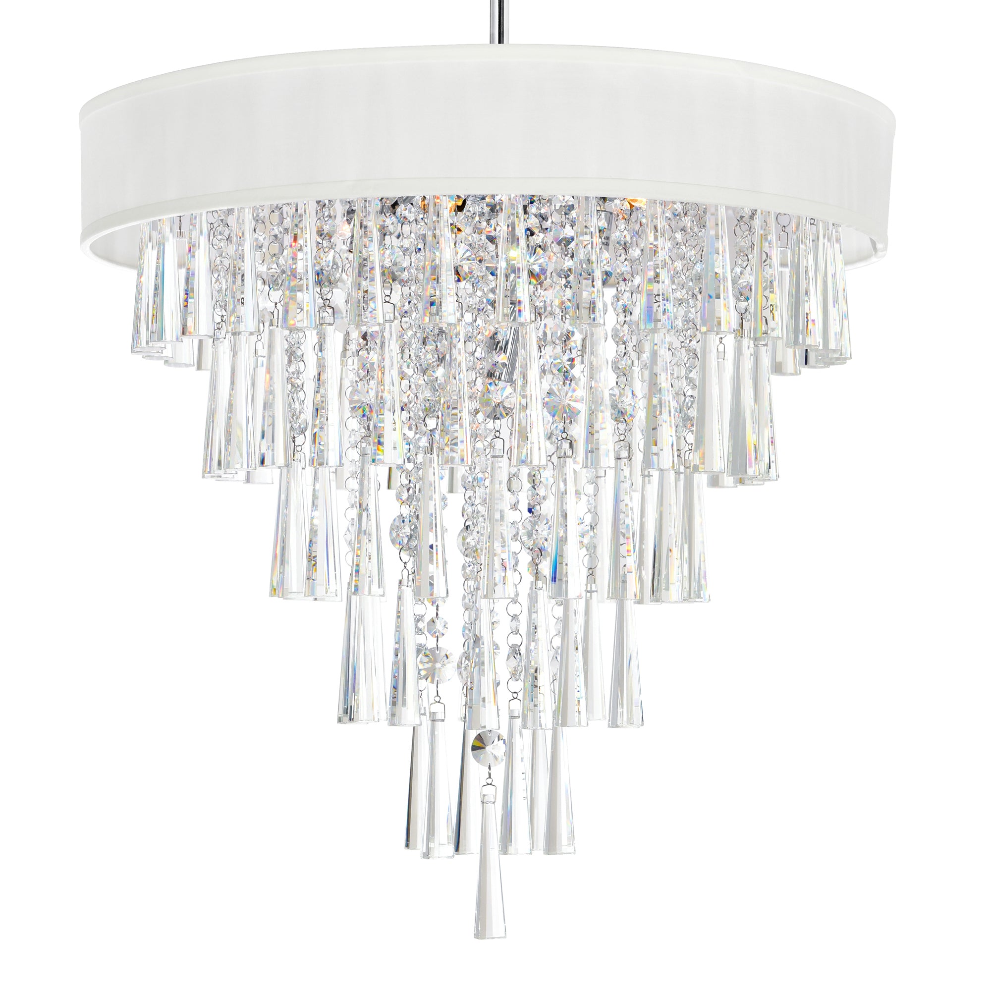Franca 8 Light 22in Chrome Chandelier with Off White Shade