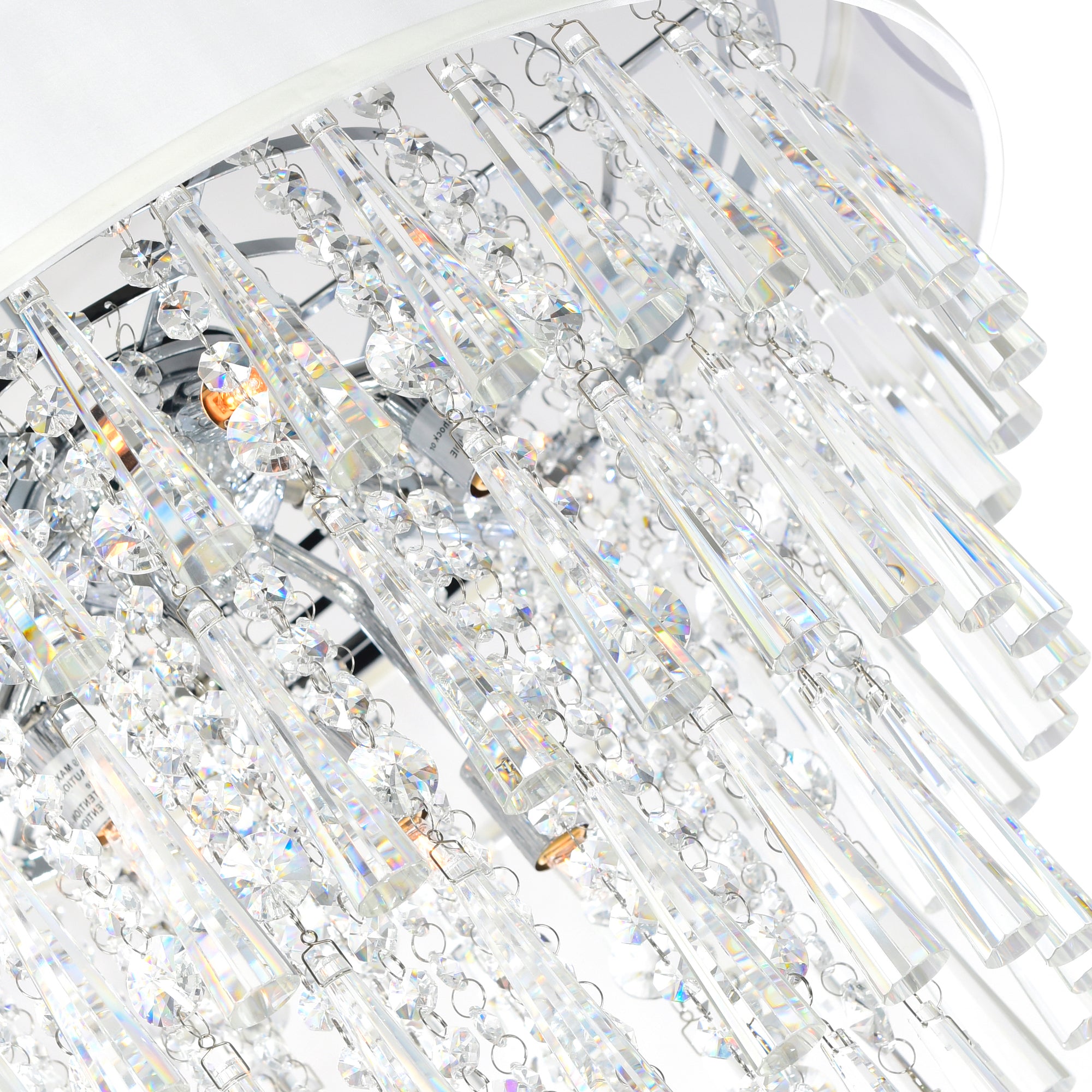 Franca 8 Light 22in Chrome Chandelier with Off White Shade