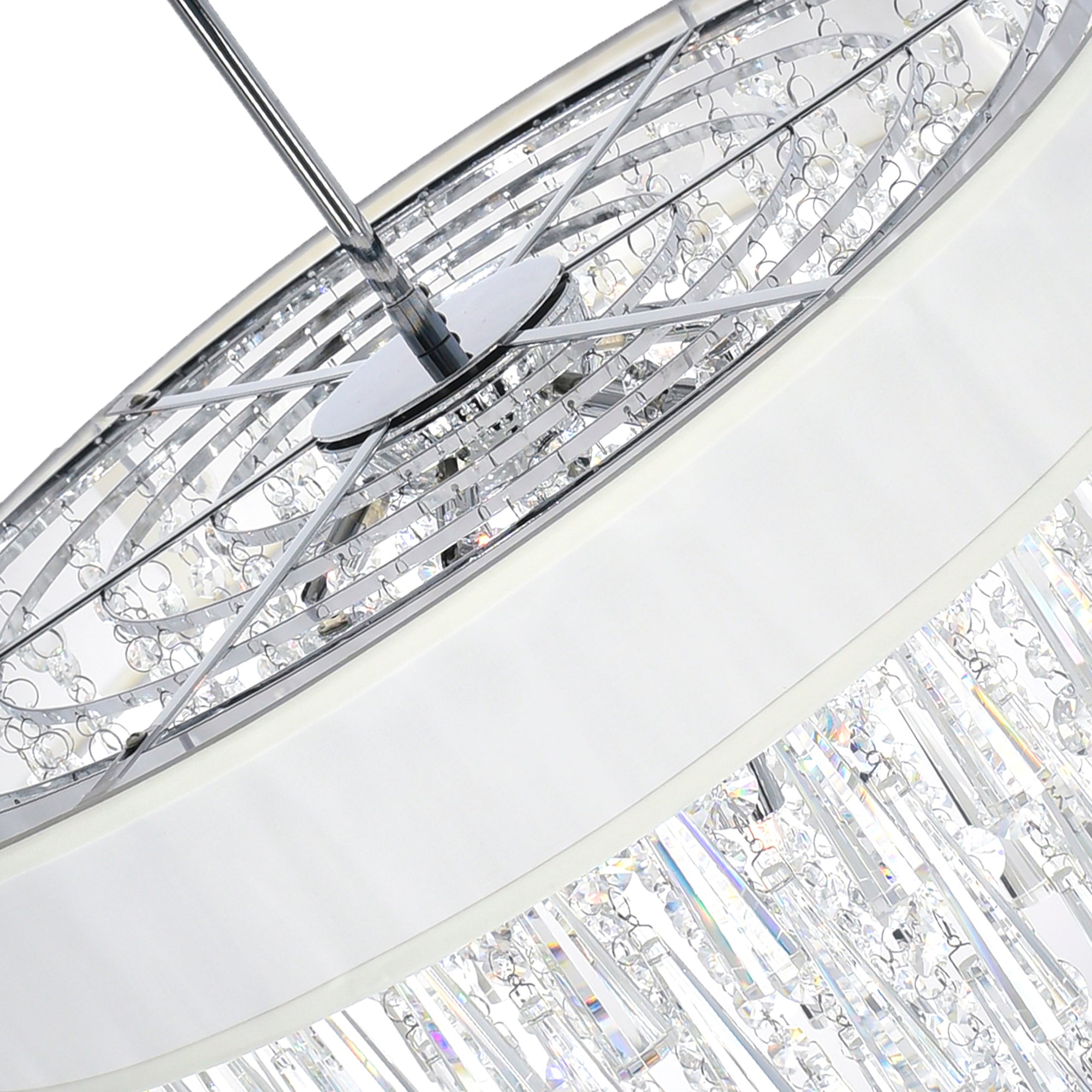 Franca 8 Light 22in Chrome Chandelier with Off White Shade