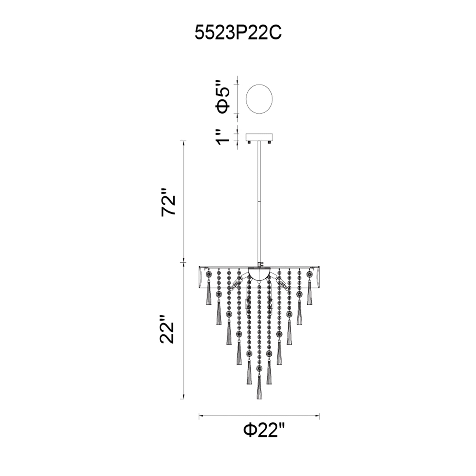 Franca 8 Light 22in Chrome Chandelier with Off White Shade