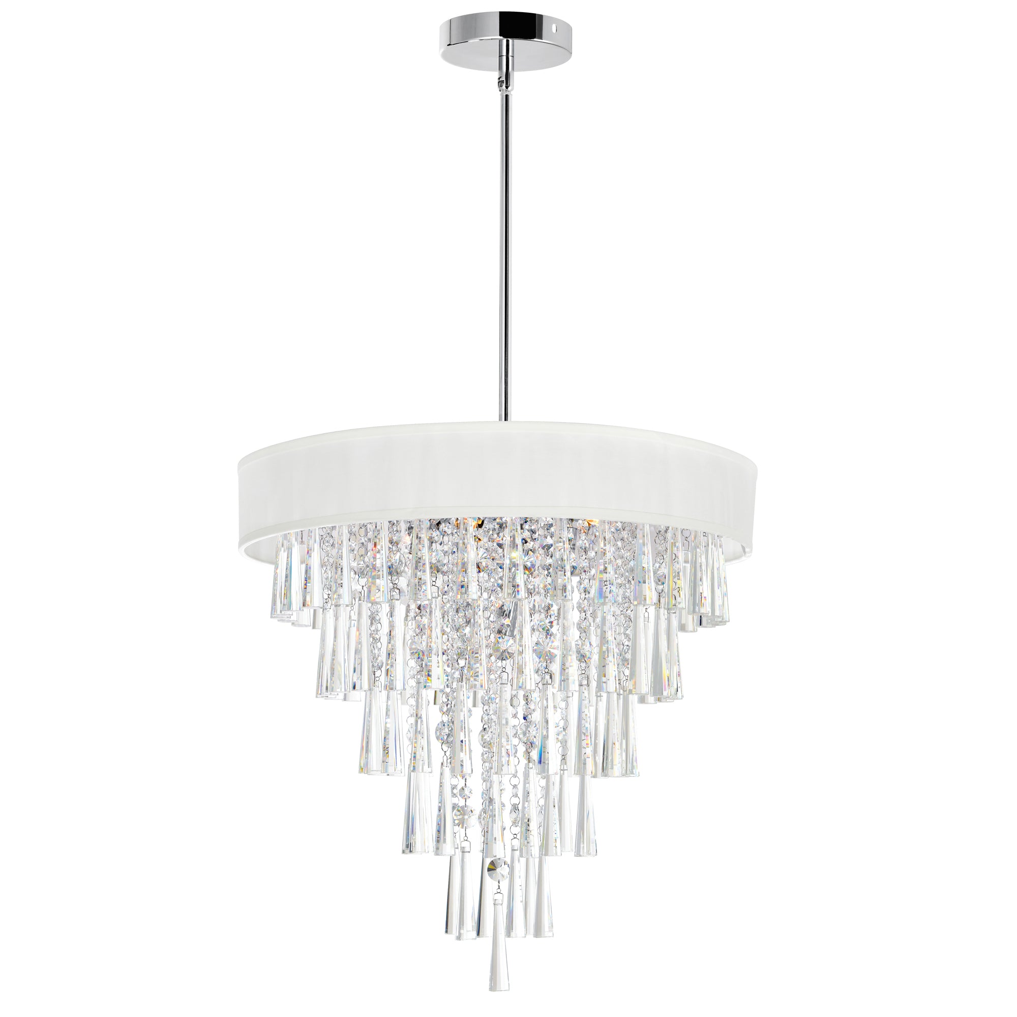 Franca 8 Light 22in Chrome Chandelier with Off White Shade