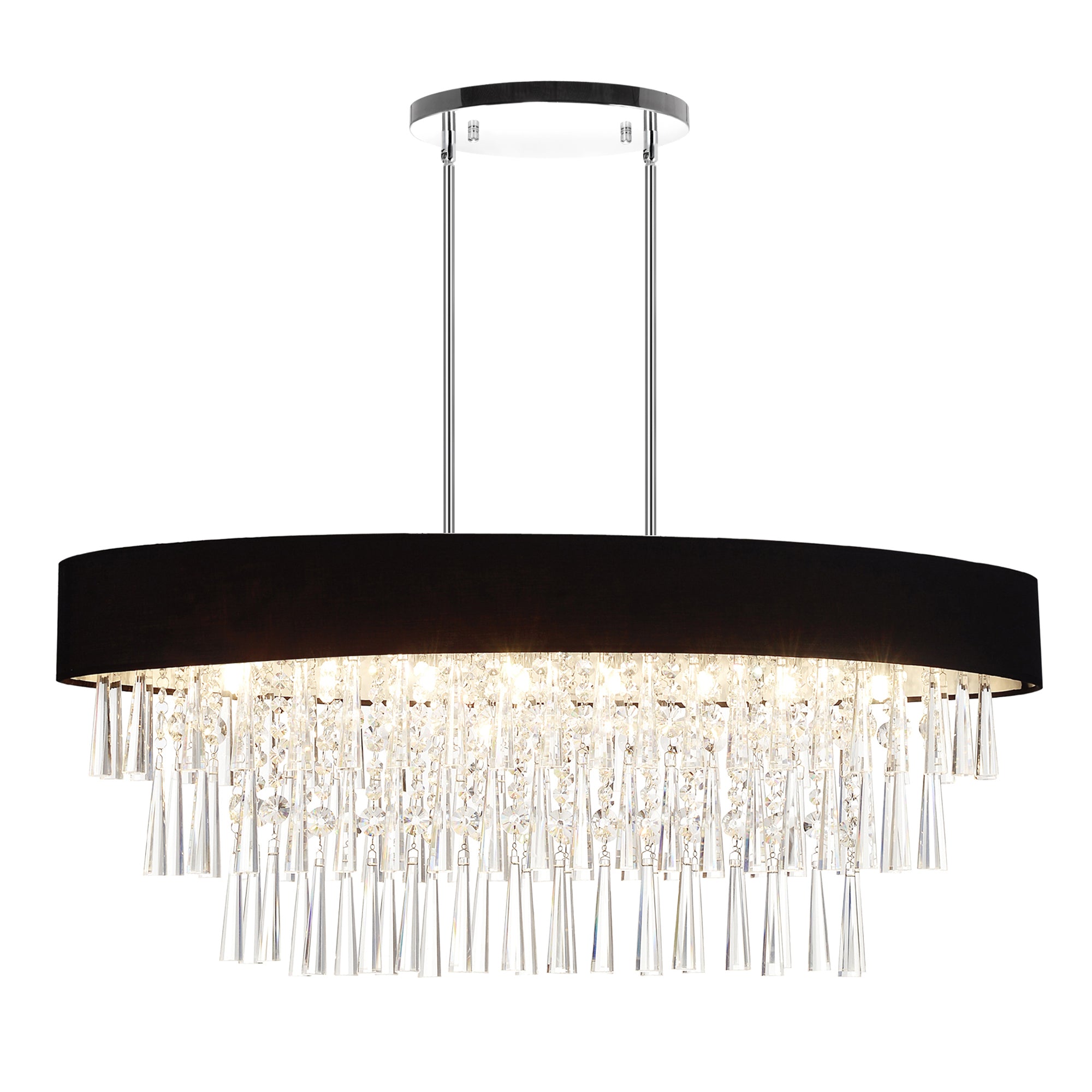 Franca 8 Light 38in Chrome Chandelier with Black Shade