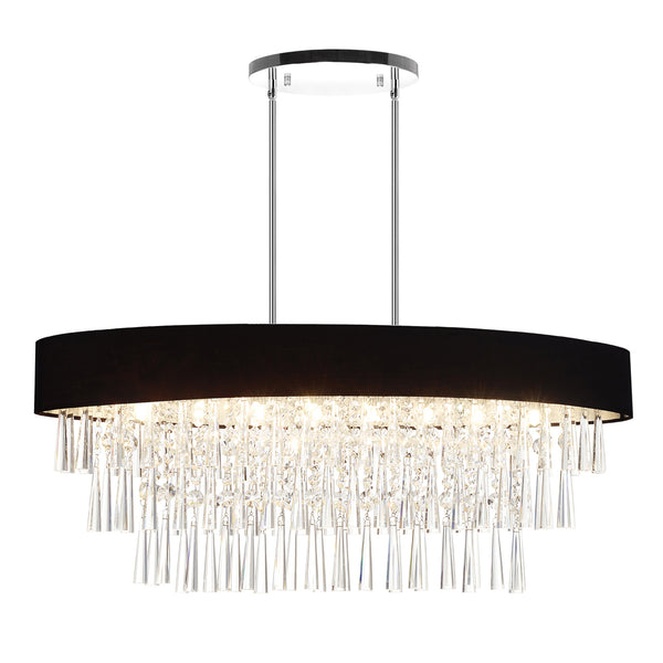 Franca 8 Light 38in Chrome Chandelier with Black Shade
