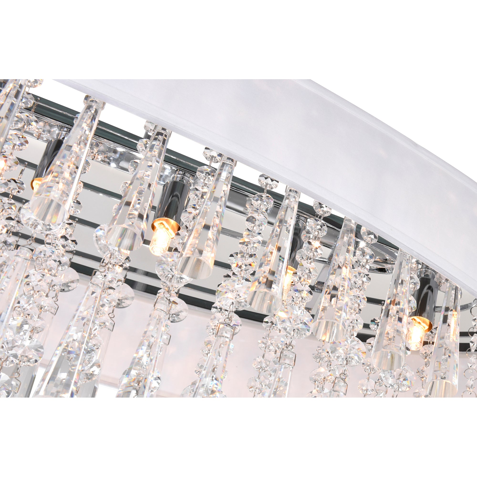 Franca 8 Light 38in Chrome Chandelier with Off White Shade
