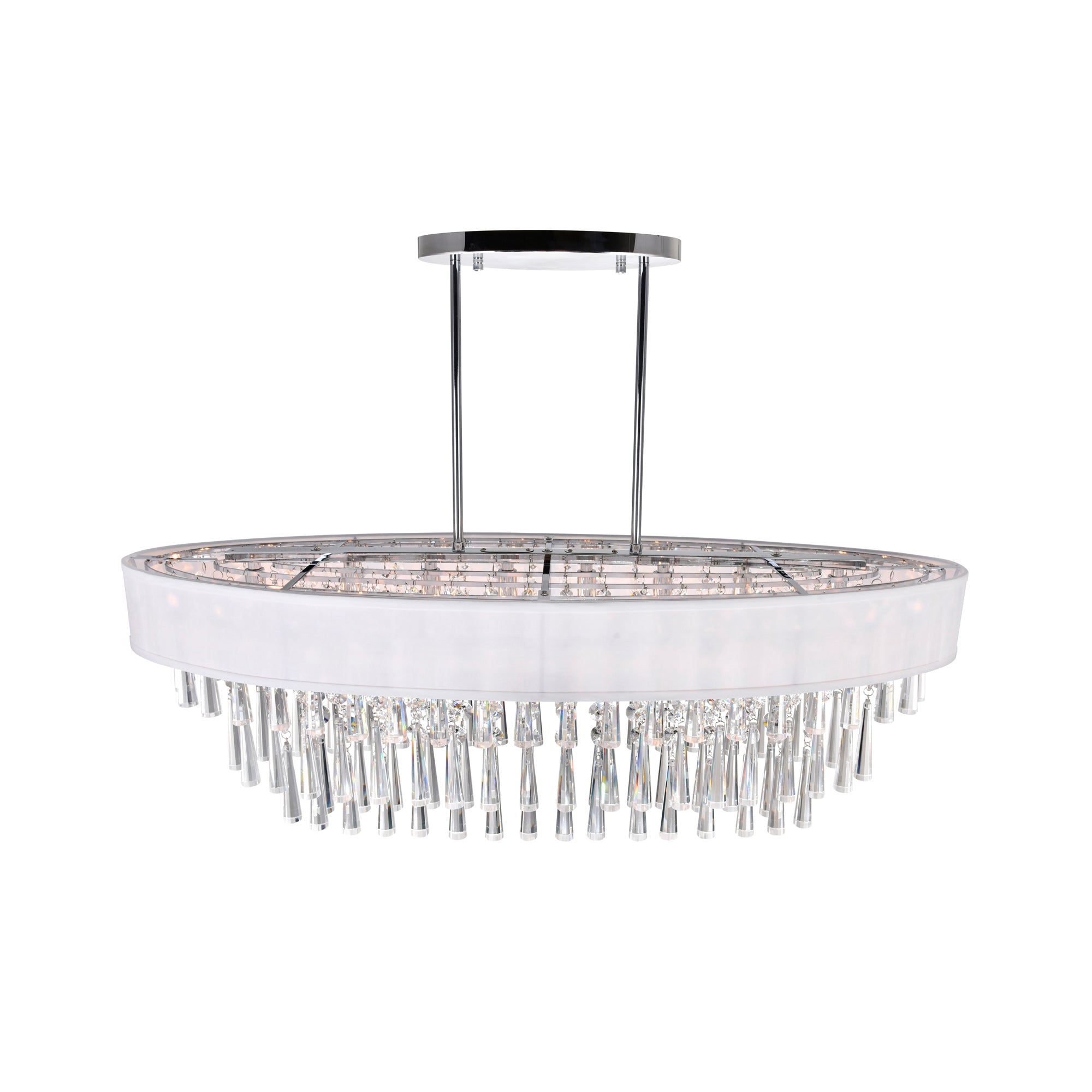 Franca 8 Light 38in Chrome Chandelier with Off White Shade