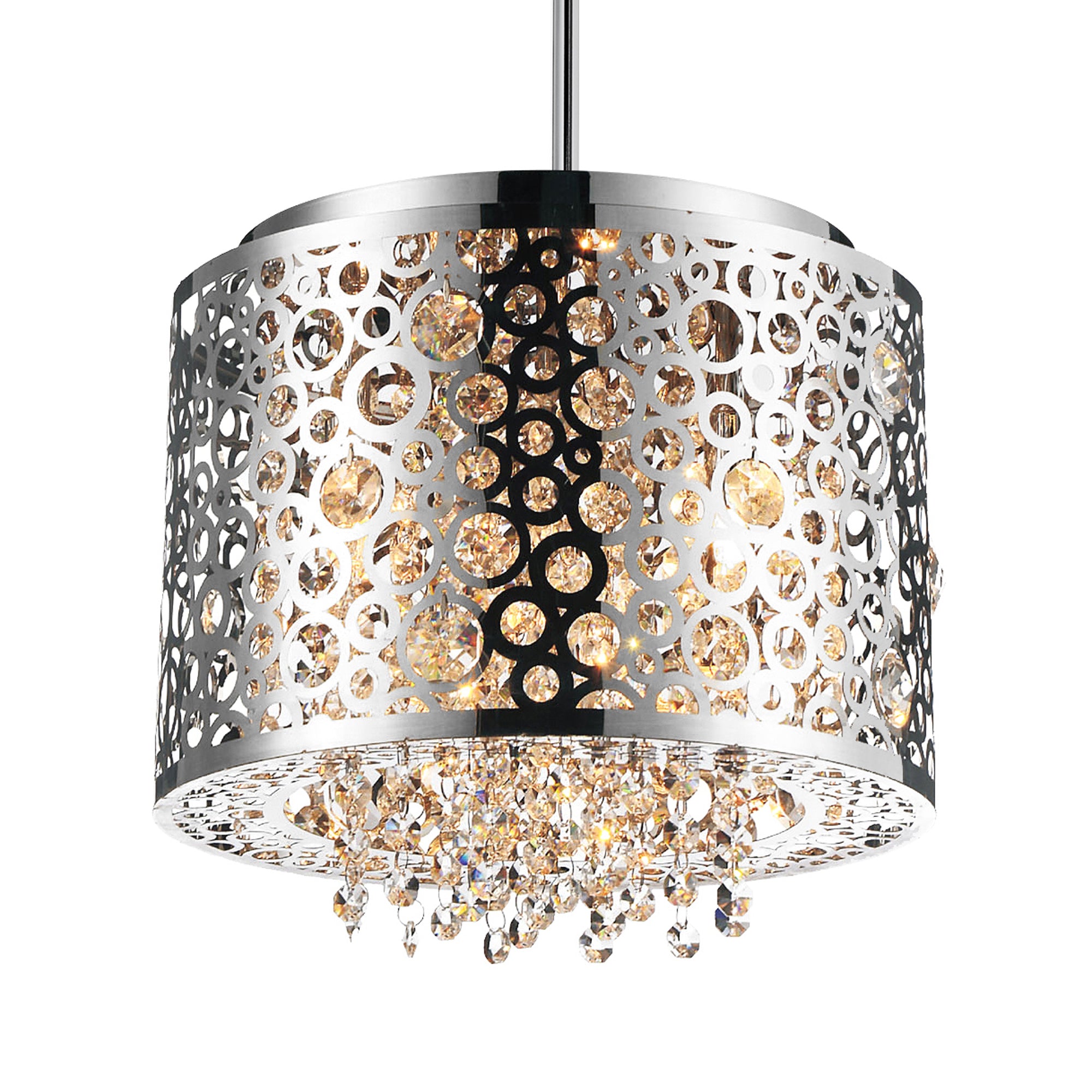 Bubbles 4 Light Drum Shade Mini Pendant With Chrome Finish