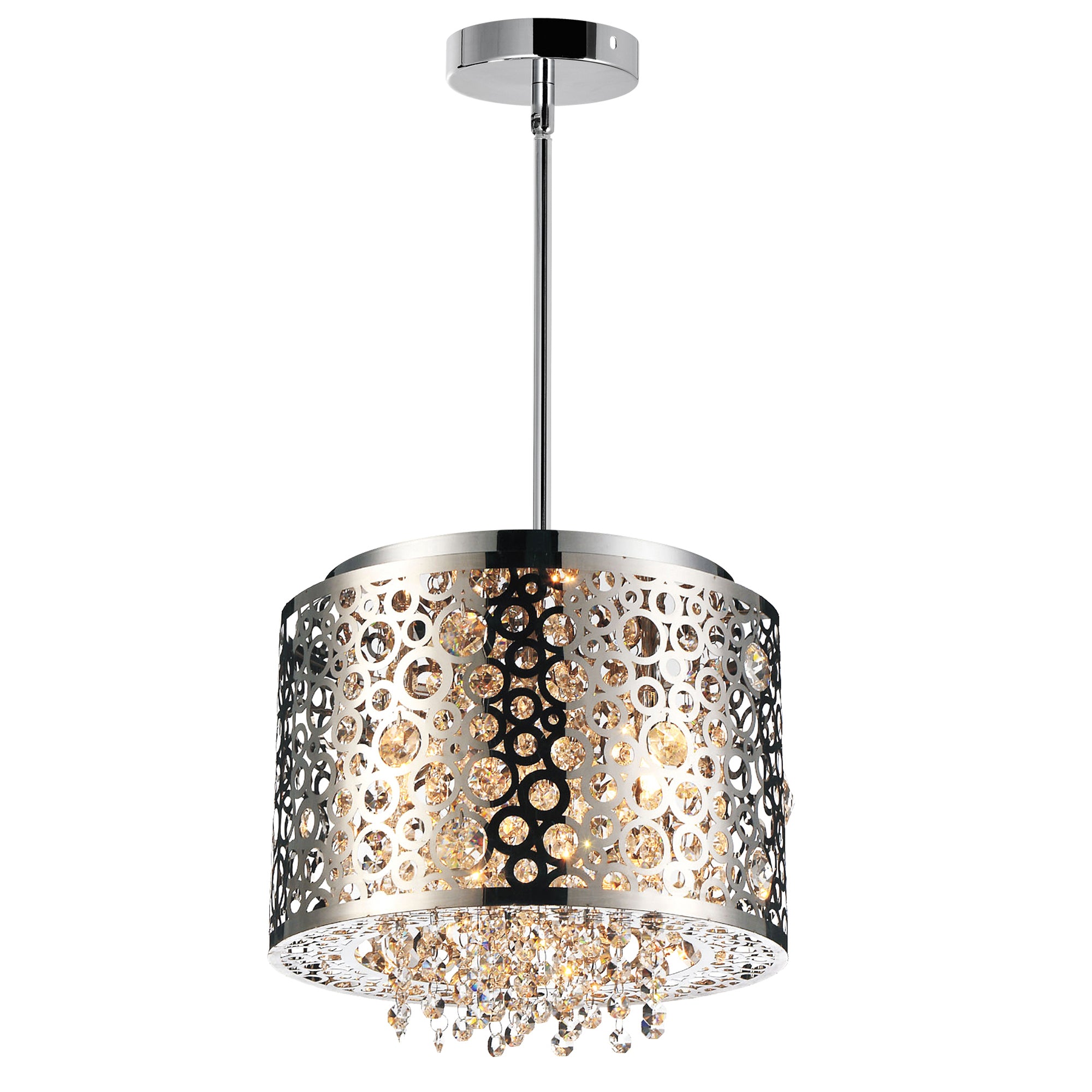 Bubbles 4 Light Drum Shade Mini Pendant With Chrome Finish