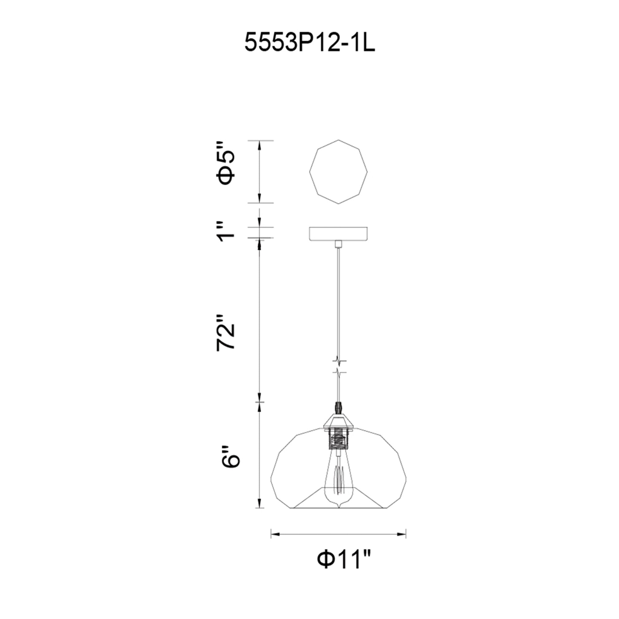 Glass 1 Light 12in Blue Down Mini Pendant