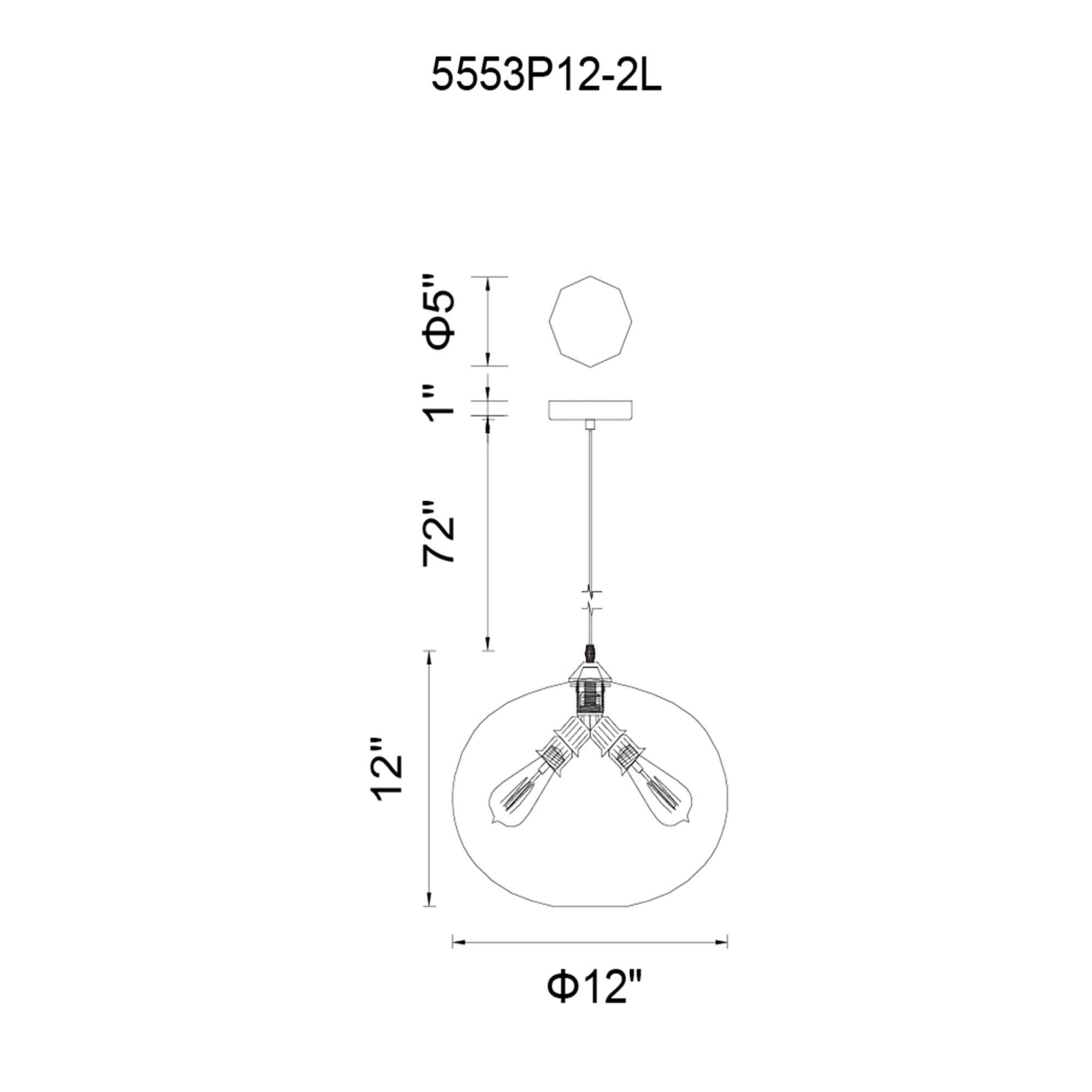 Glass 2 Light 12in Clear Down Mini Pendant