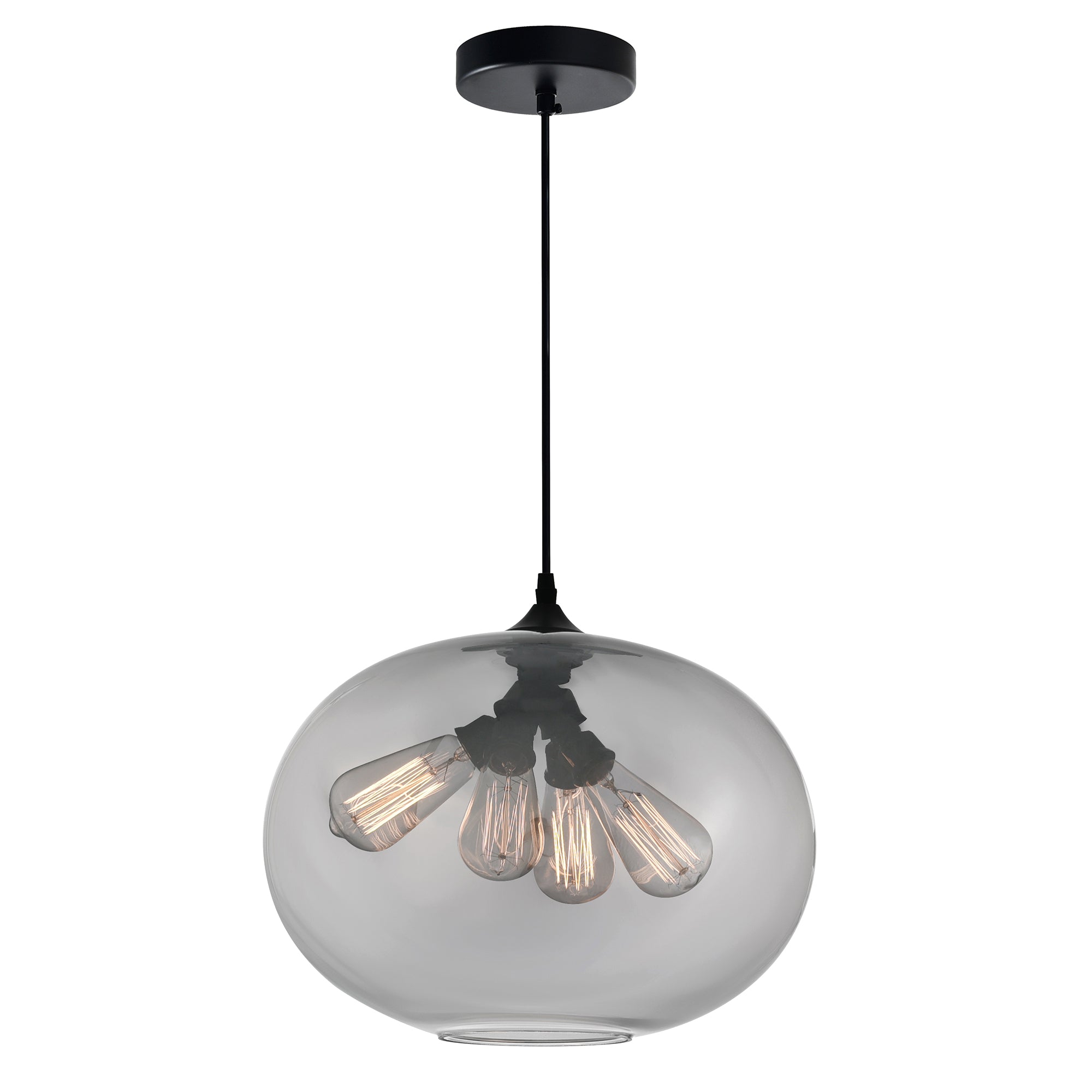 Glass 4 Light 16in Smoke Down Pendant