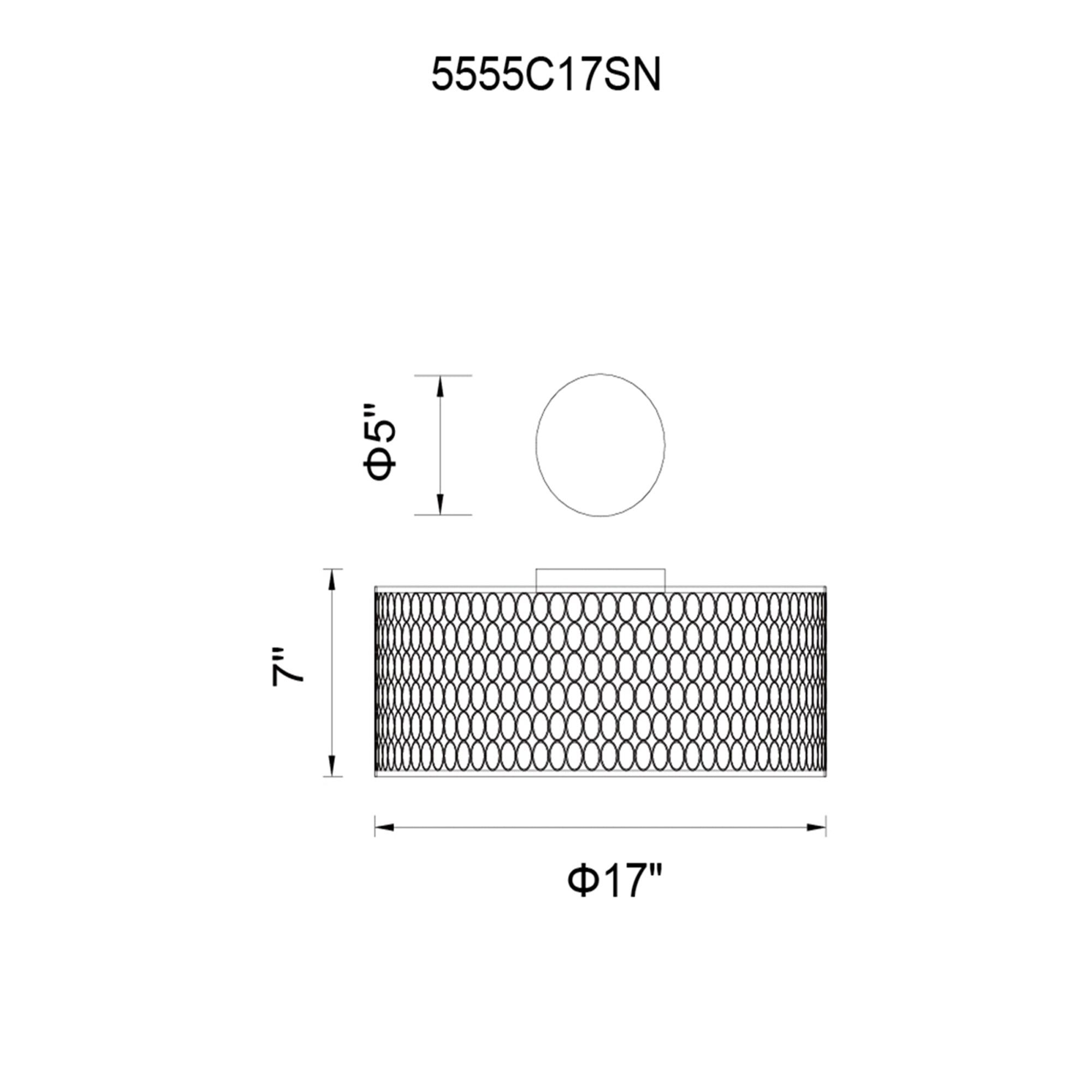 Mikayla 3 Light 17in Satin Nickel Drum Shade Flush Mount