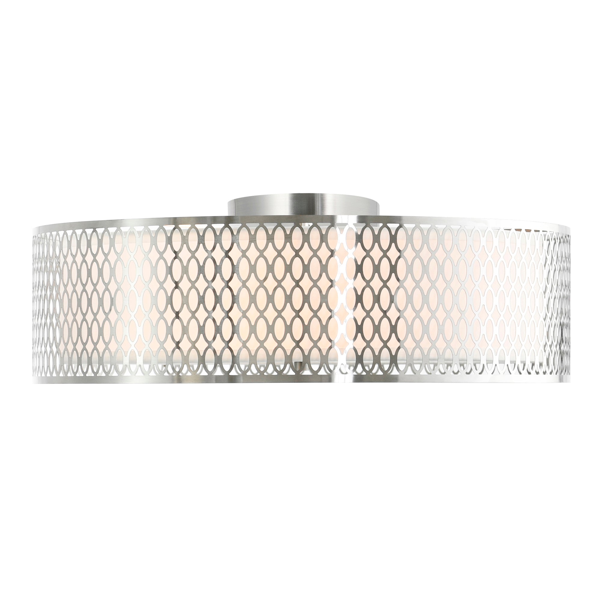 Mikayla 5 Light 22in Satin Nickel Drum Shade Flush Mount