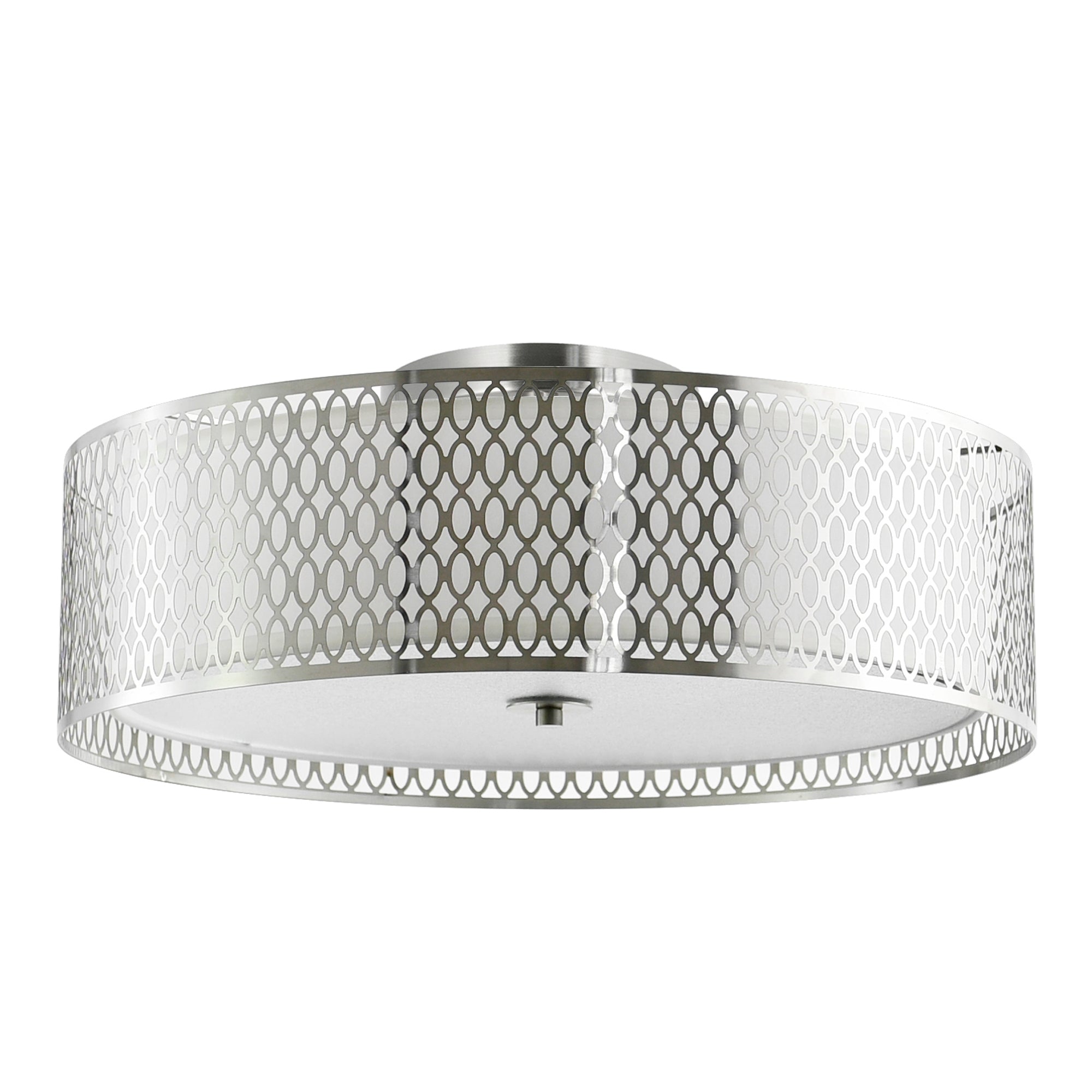 Mikayla 5 Light 22in Satin Nickel Drum Shade Flush Mount