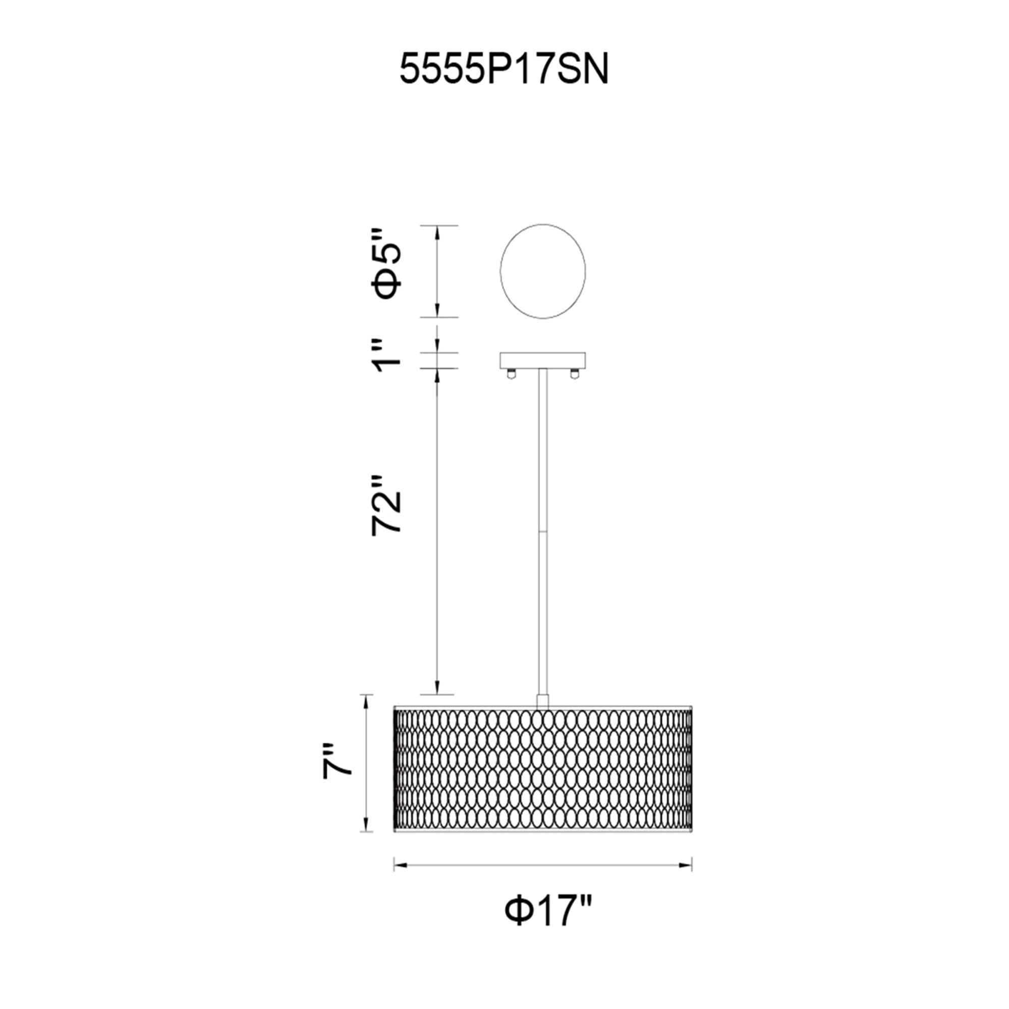 Mikayla 3 Light 17in Satin Nickel Drum Shade Chandelier