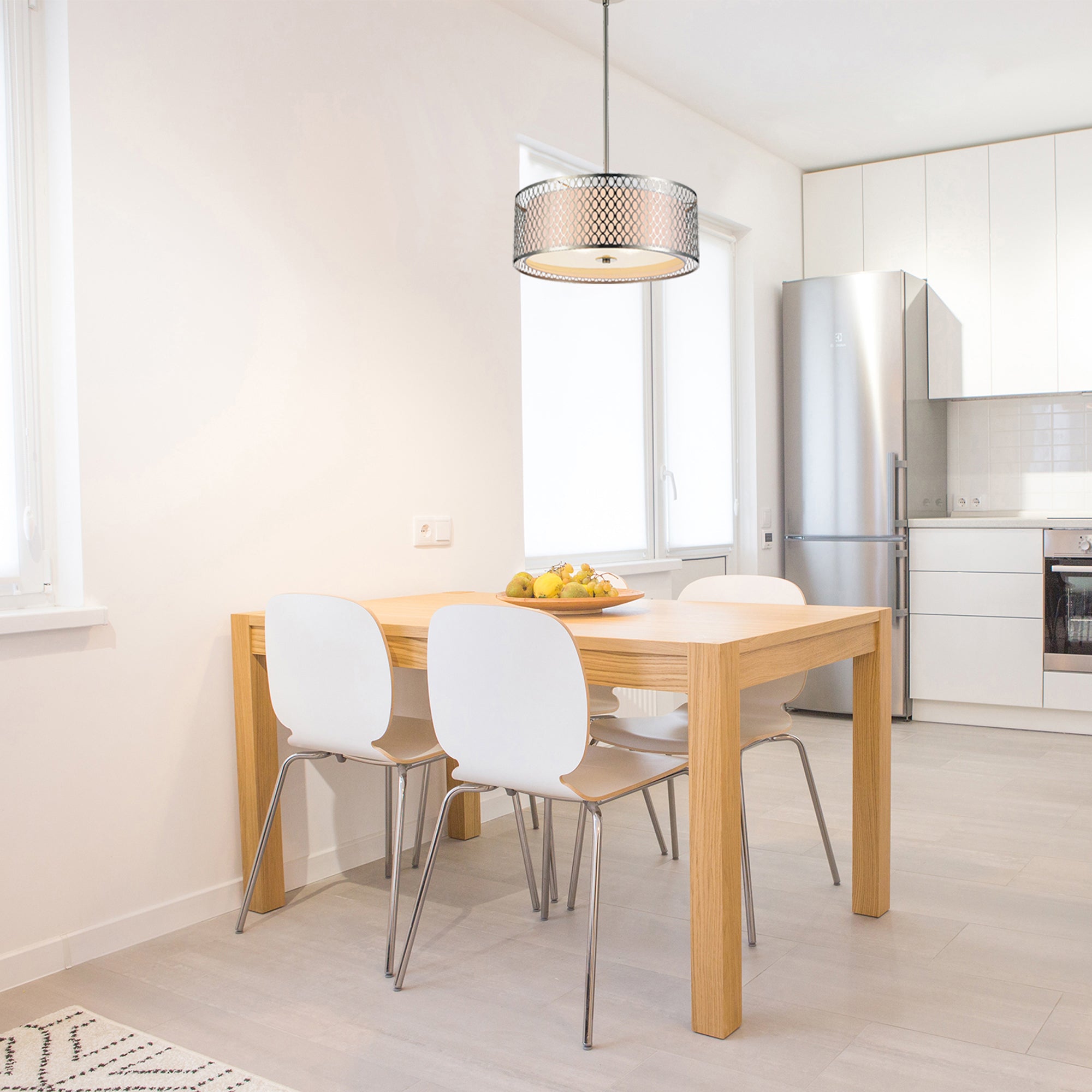 Mikayla 5 Light 22in Satin Nickel Drum Shade Chandelier