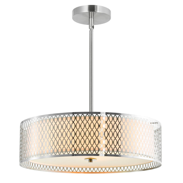 Mikayla 5 Light 22in Satin Nickel Drum Shade Chandelier