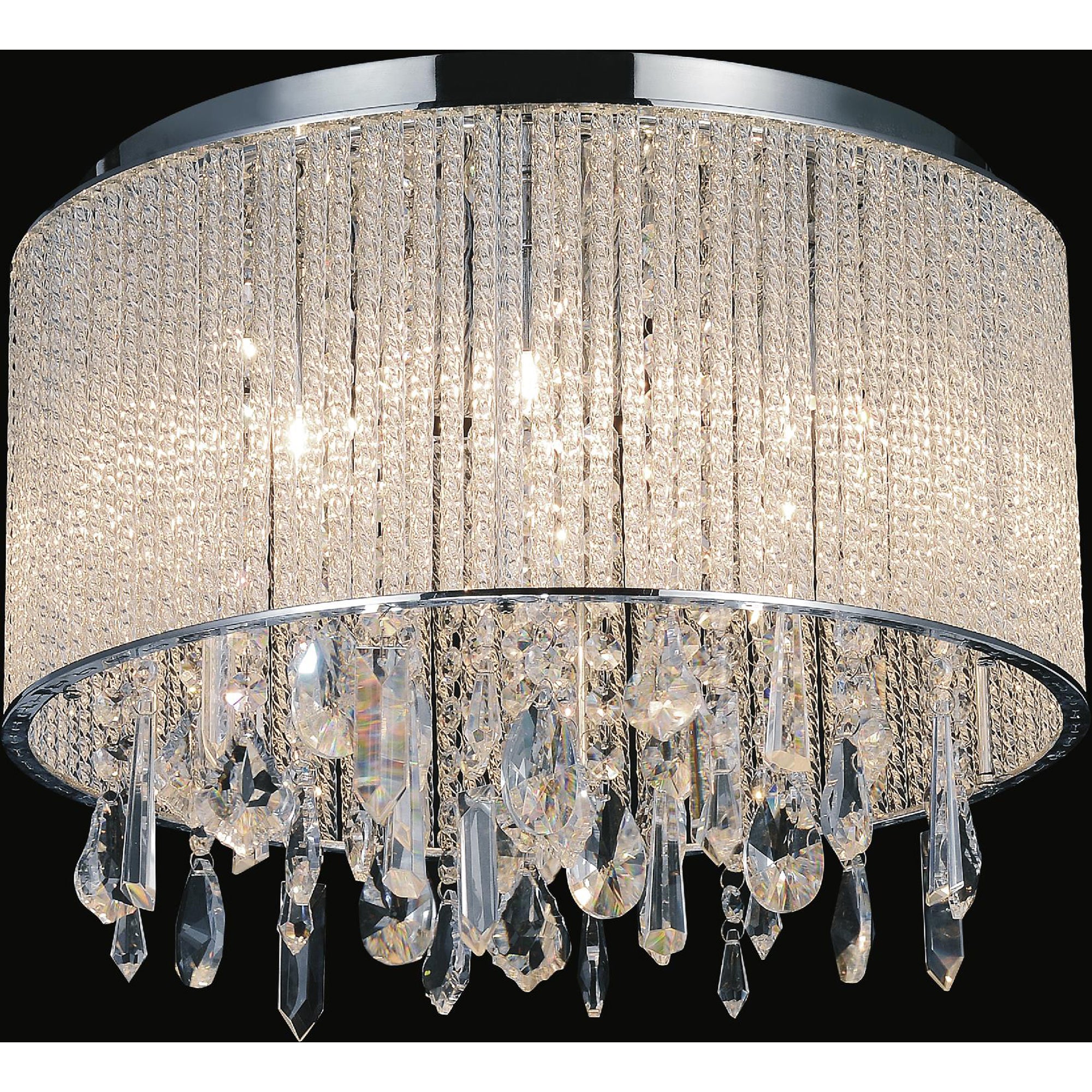 Benson 6 Light Drum Shade Flush Mount With Chrome Finish