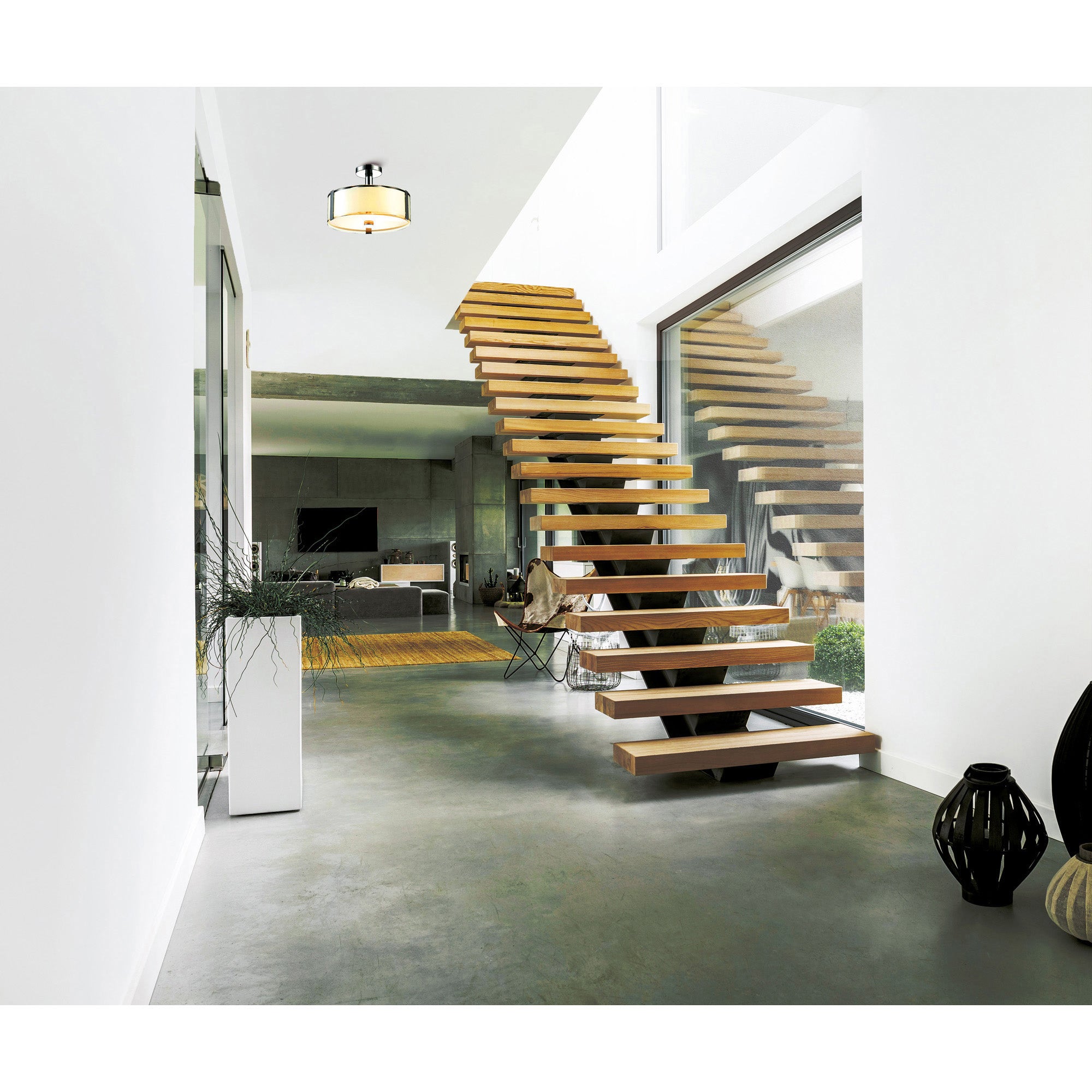 Lucie 3 Light 14in Chrome Round Drum Shade Chandelier