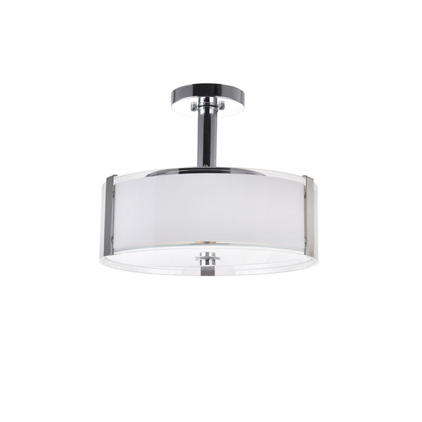 Lucie 3 Light 14in Chrome Round Drum Shade Chandelier
