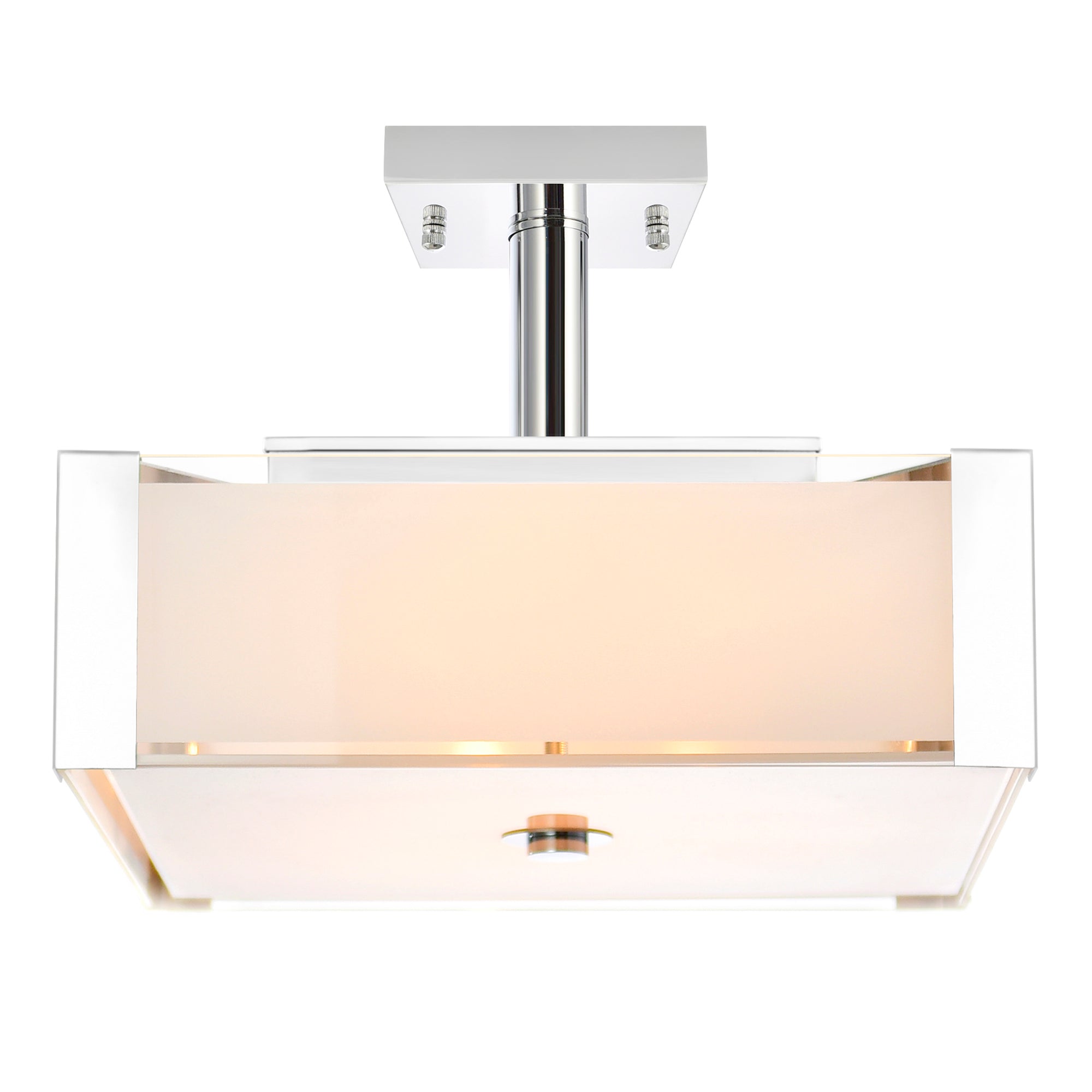 Lucie 3 Light 14in Chrome Square Drum Shade Chandelier