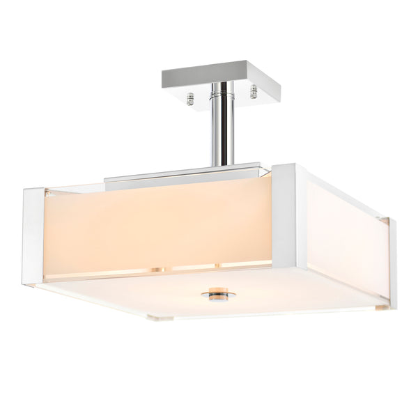 Lucie 3 Light 14in Chrome Square Drum Shade Chandelier