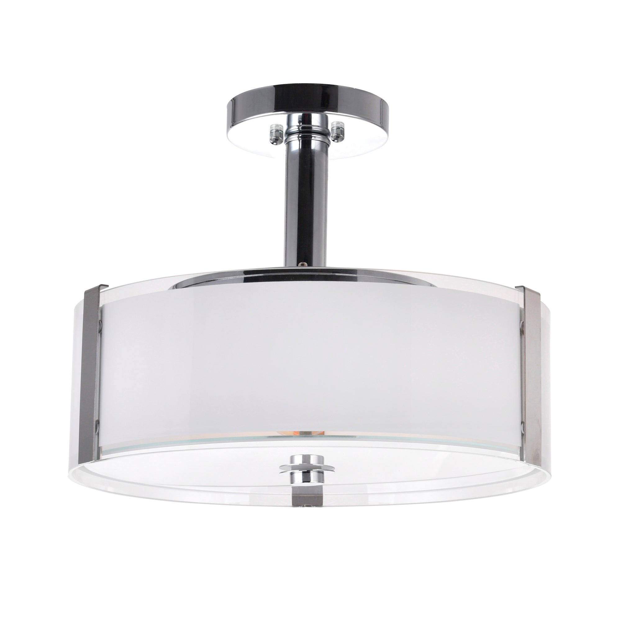 Lucie 4 Light 17in Chrome Round Drum Shade Chandelier