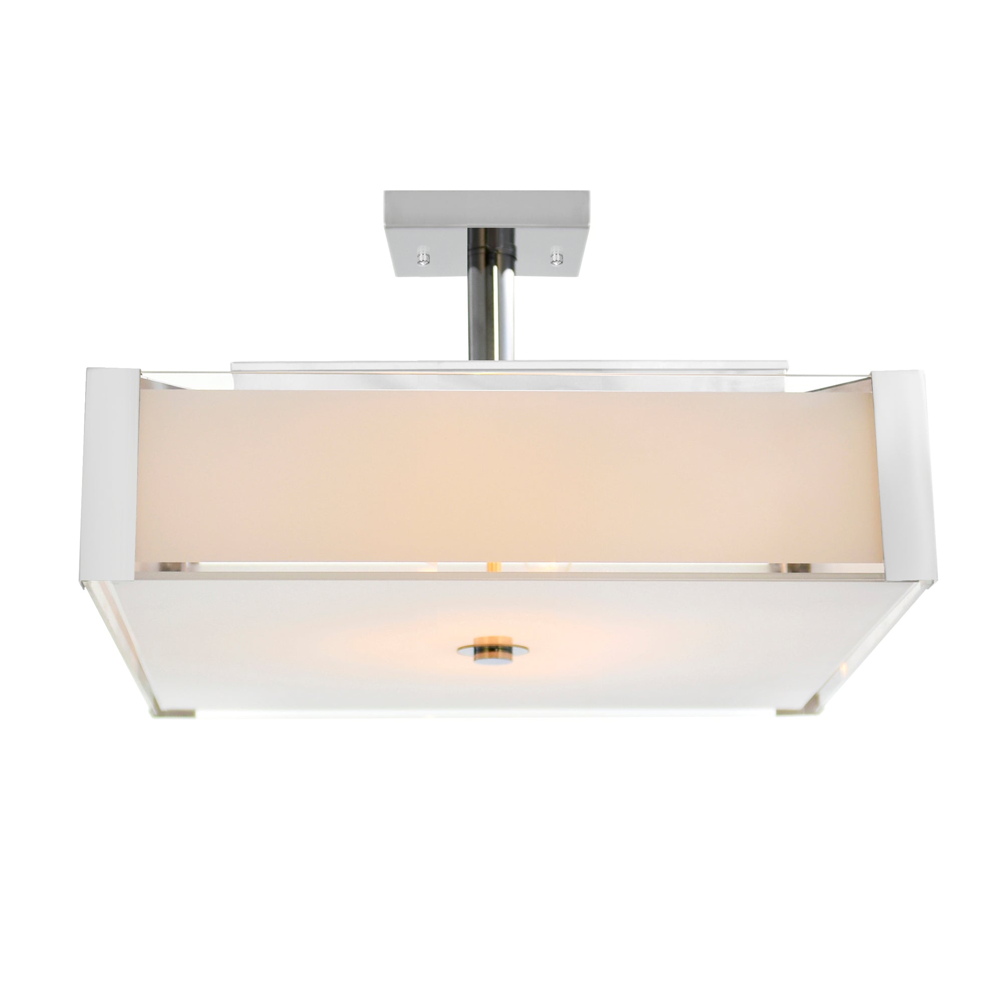 Lucie 4 Light 17in Chrome Square Drum Shade Chandelier