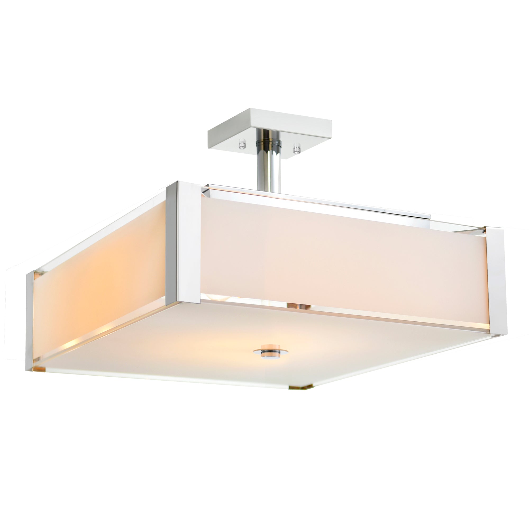 Lucie 4 Light 17in Chrome Square Drum Shade Chandelier