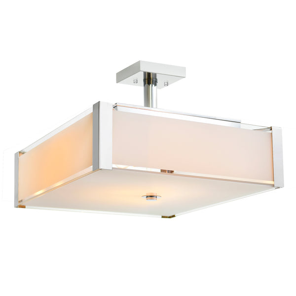 Lucie 4 Light 17in Chrome Square Drum Shade Chandelier
