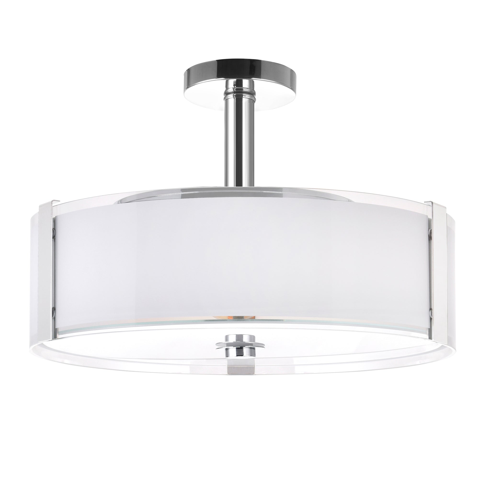 Lucie 5 Light 21in Chrome Round Drum Shade Chandelier