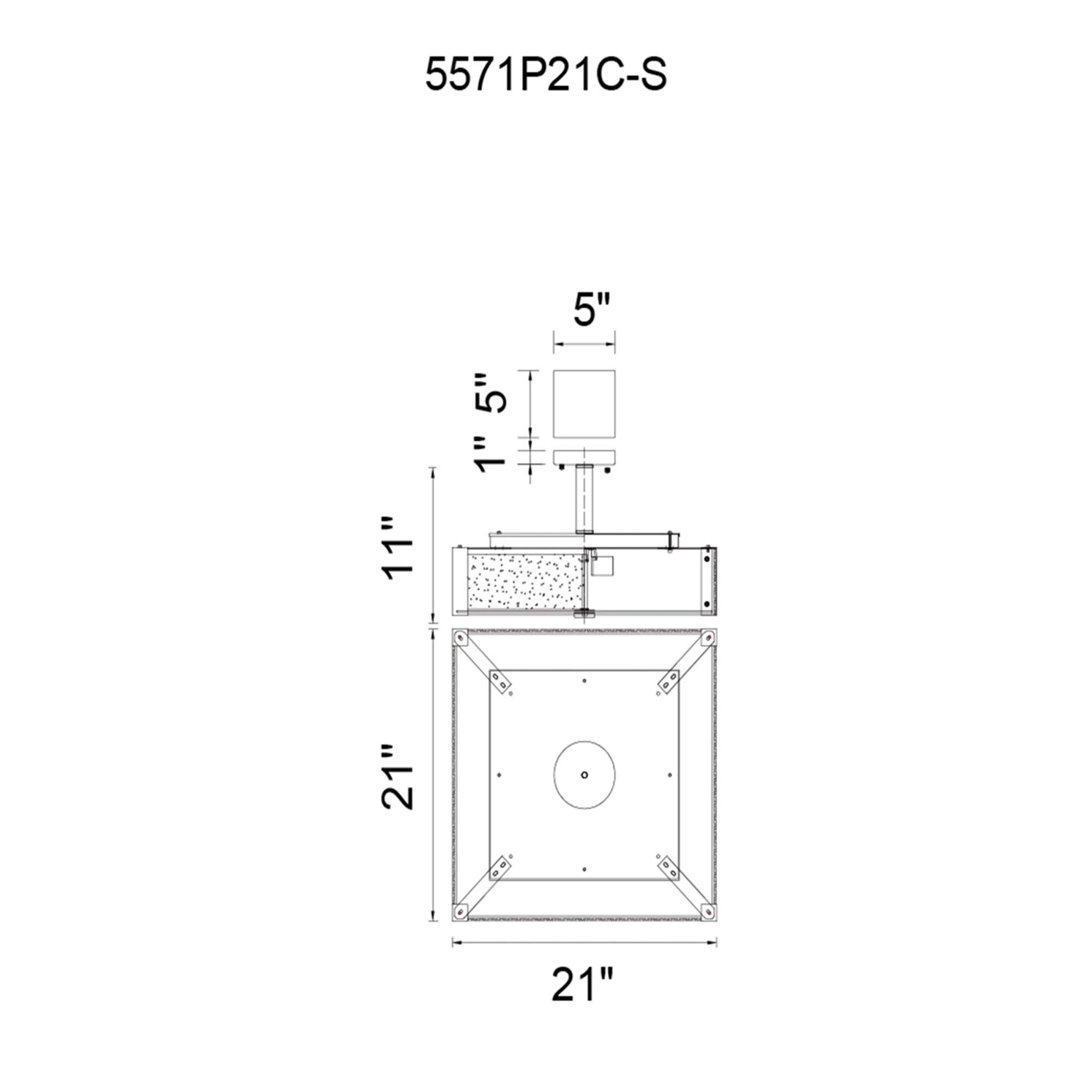 Lucie 5 Light 21in Chrome Square Down Chandelier