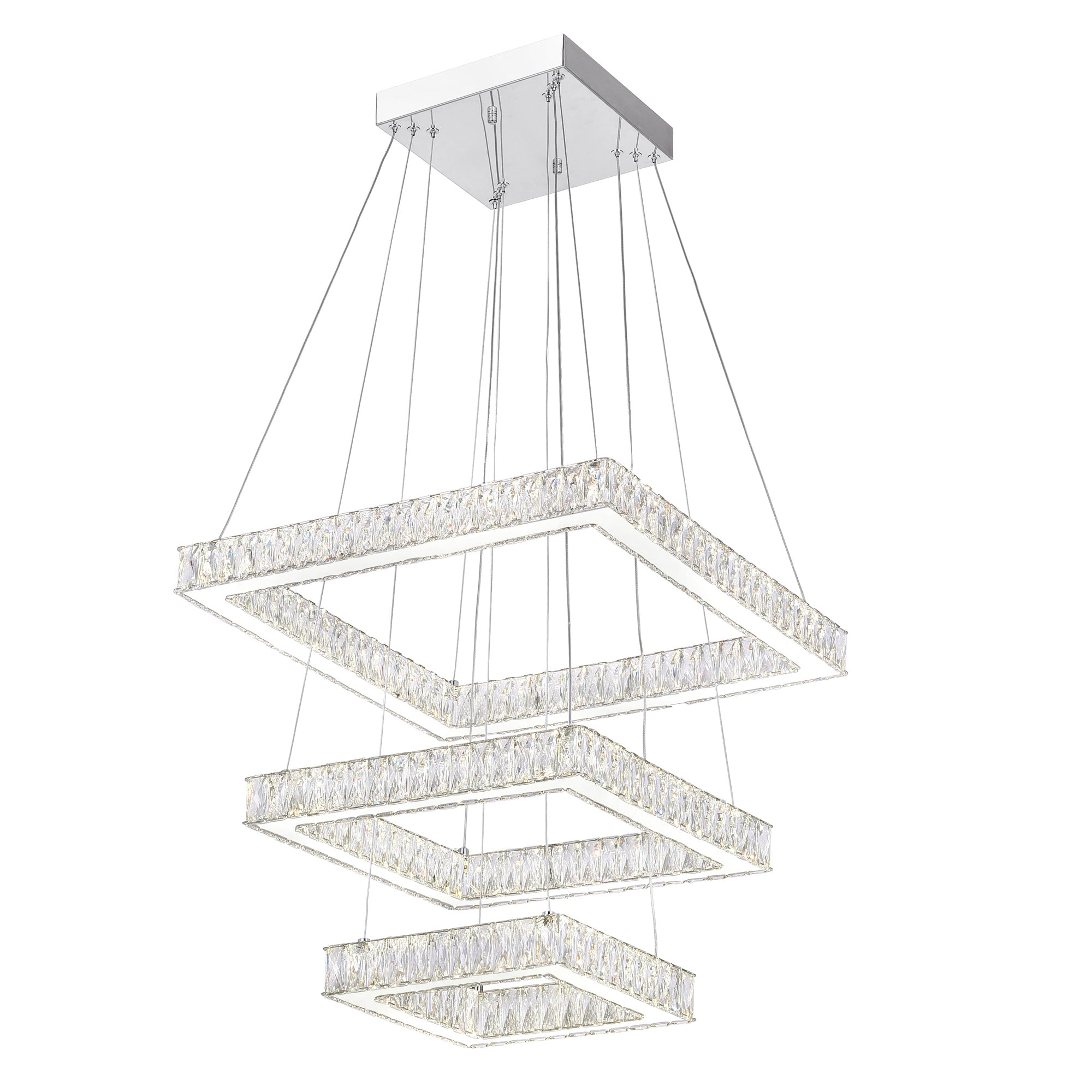 Florence Integrated LED 3-Tier Chrome Chandelier