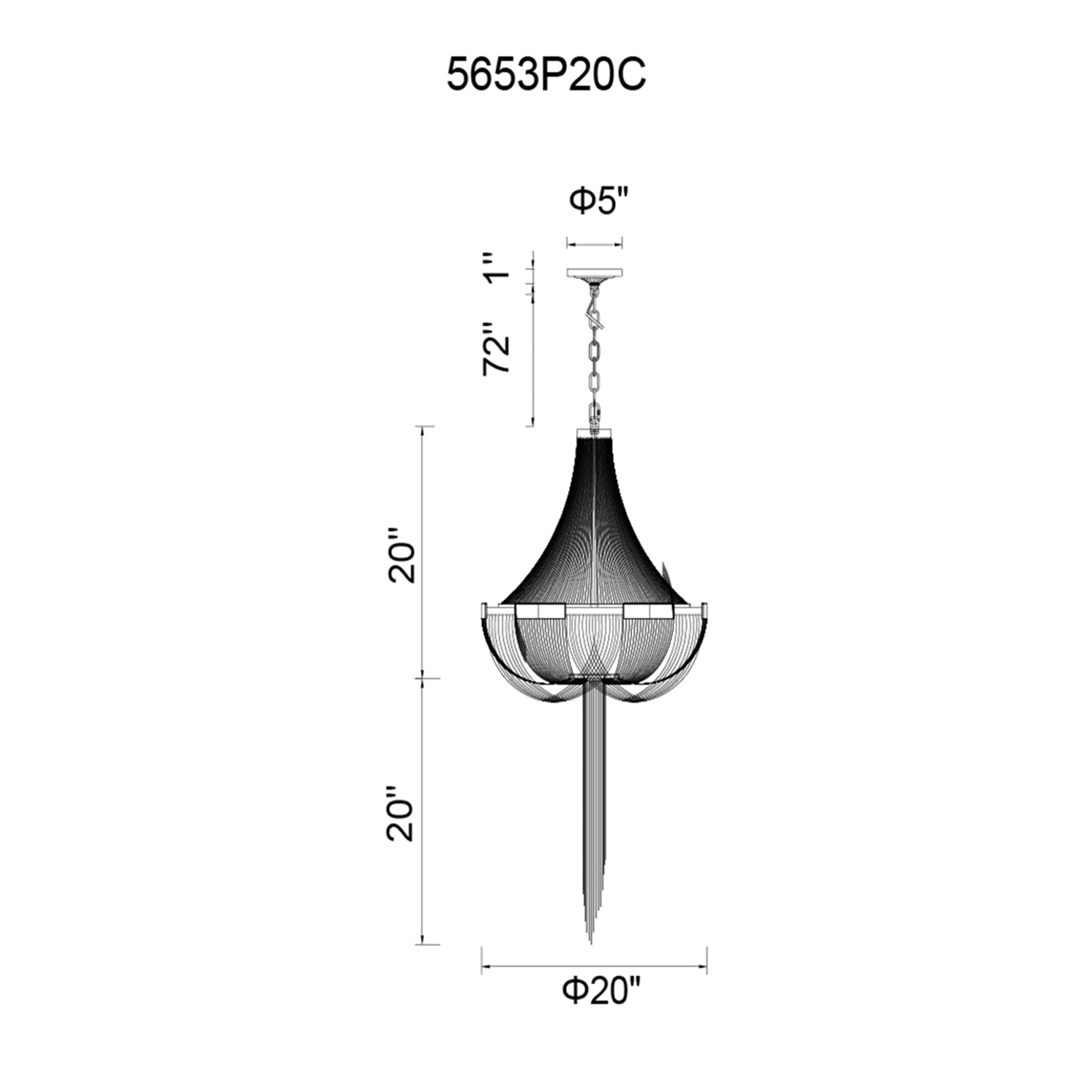 Enchanted 6 Light Down Chandelier With Chrome Finish
