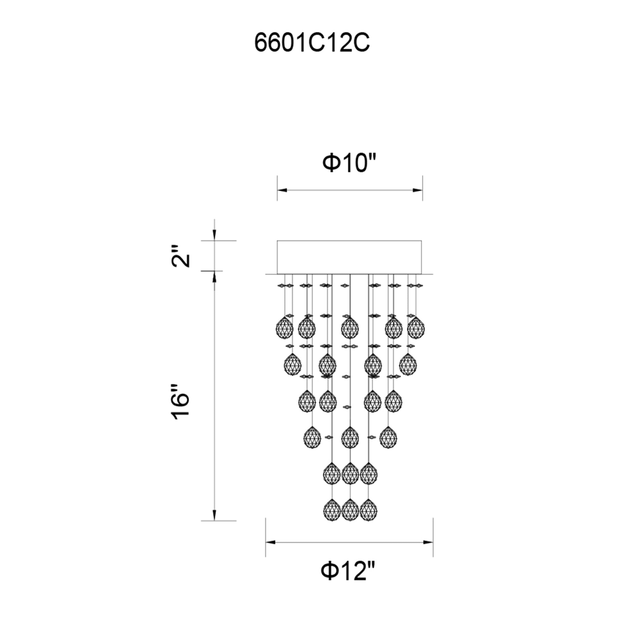 Rain Drop 3 Light 12in Chrome Flush Mount