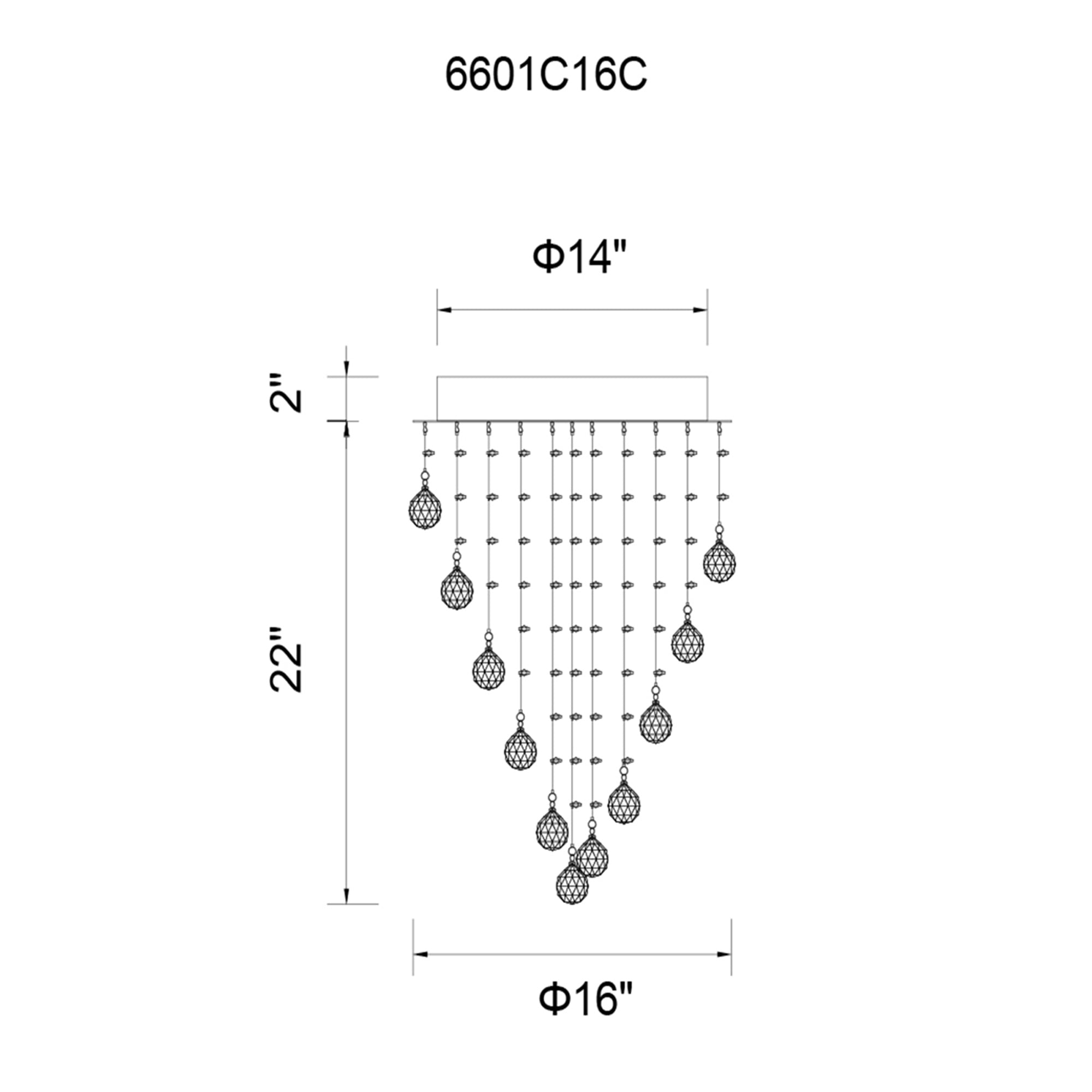 Rain Drop 5 Light 16in Chrome Flush Mount