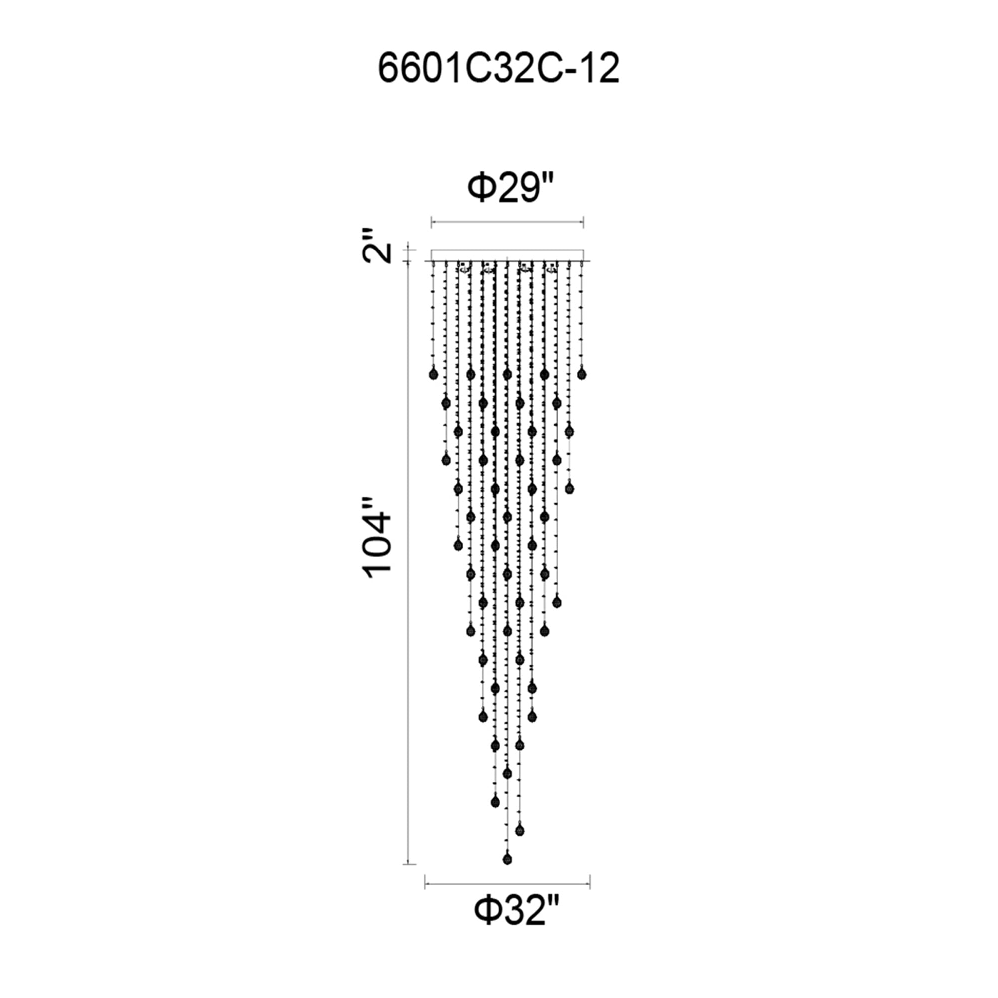 Rain Drop 12 Light 32in Chrome Flush Mount
