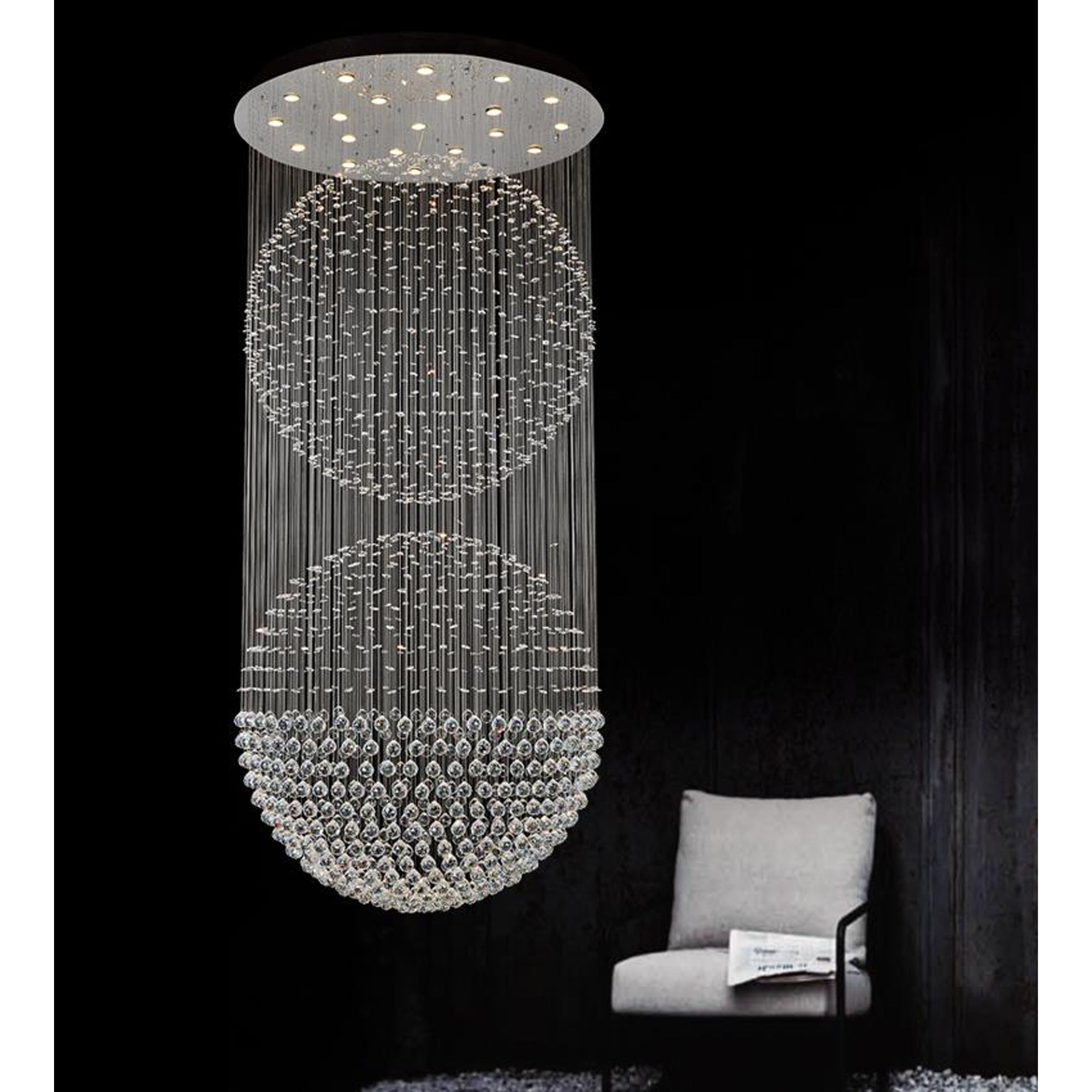 Double Sphere 21 Light Flush Mount With Chrome Finish