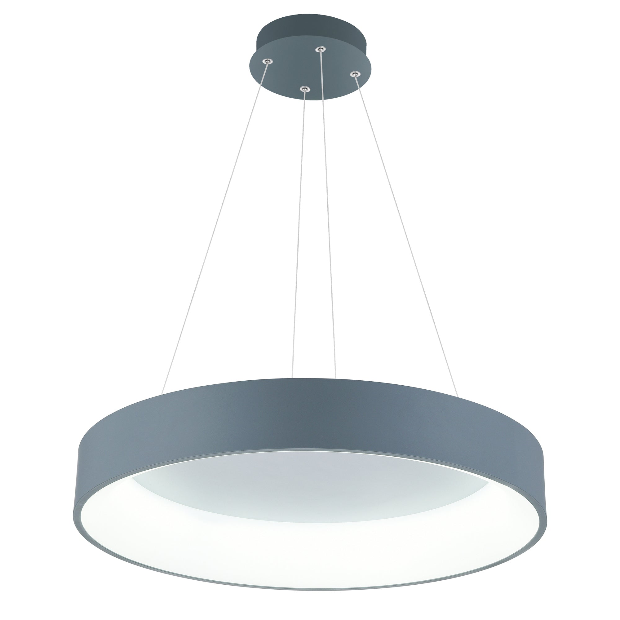 Arenal LED Drum Shade Pendant With Gray & White Finish